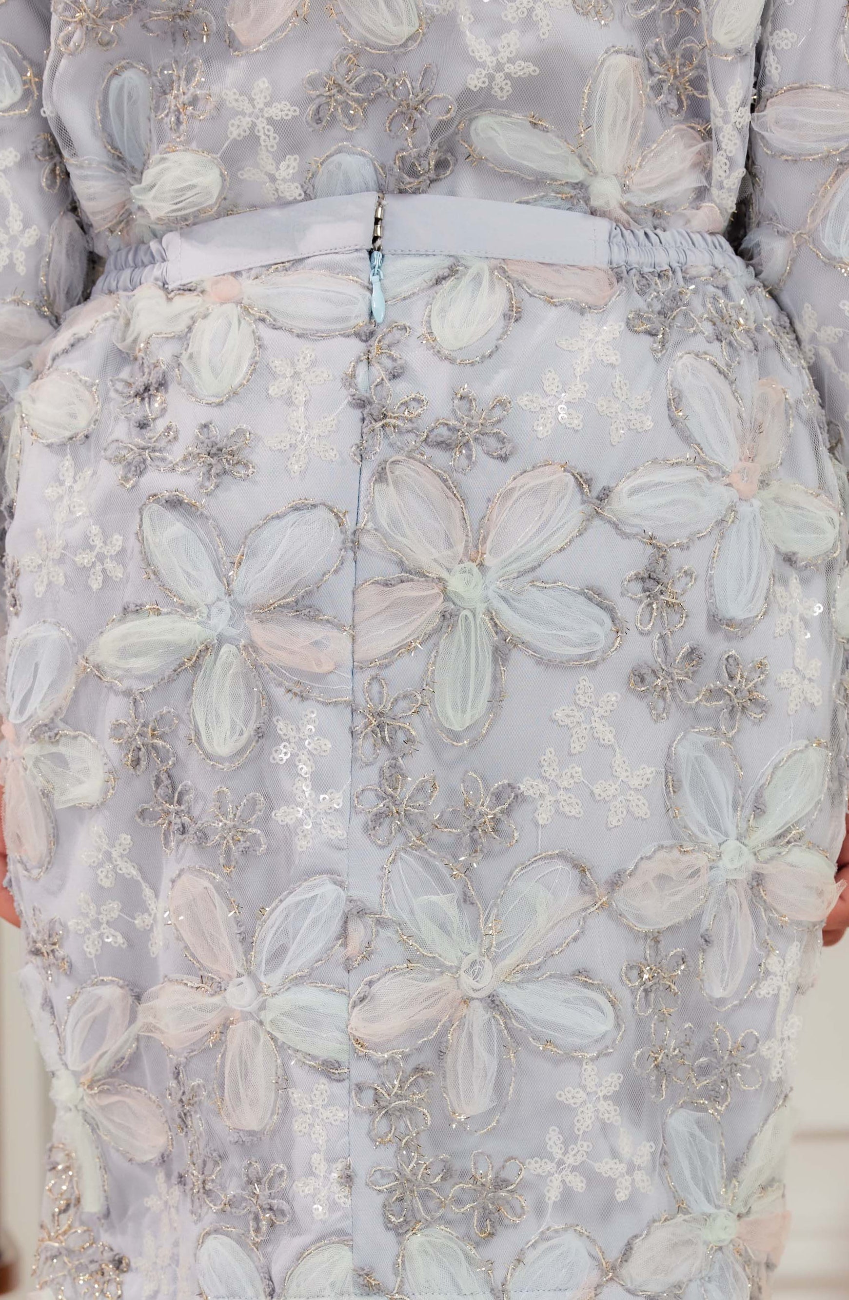 Ash Blue - KIDS Raia Embellished Lace Kurung (Full Lining)