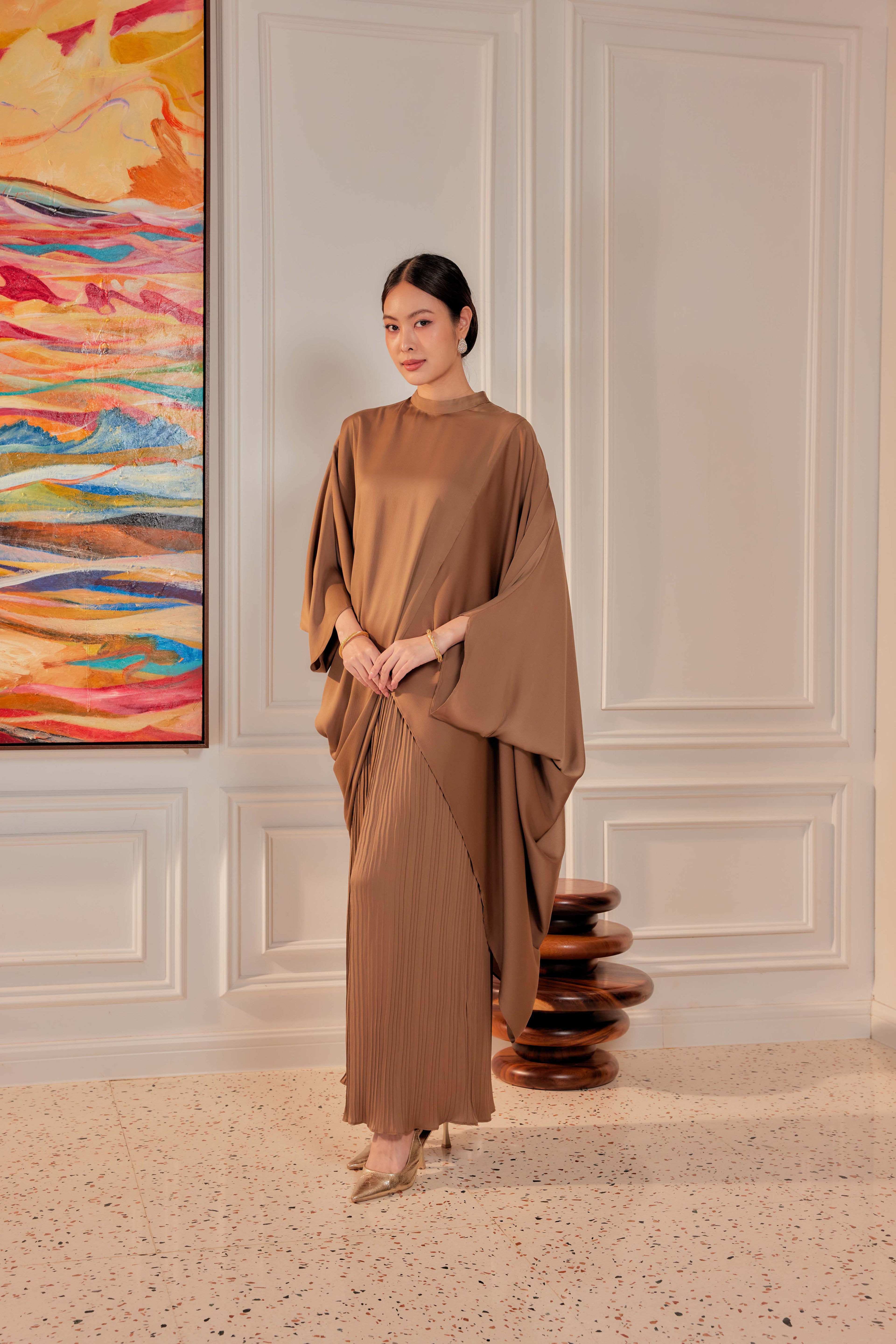 Chanela Full Sleeve Kurung with Pleated Skirt Set