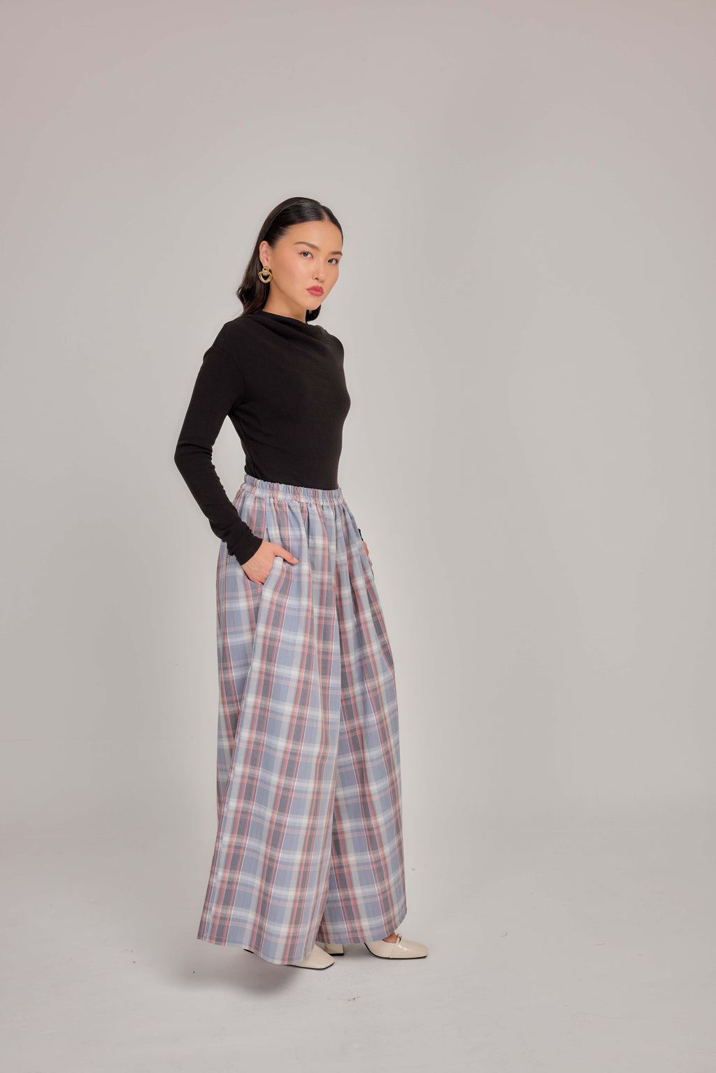 02 -  Ash Blue Rose - Wide High Waist Pants