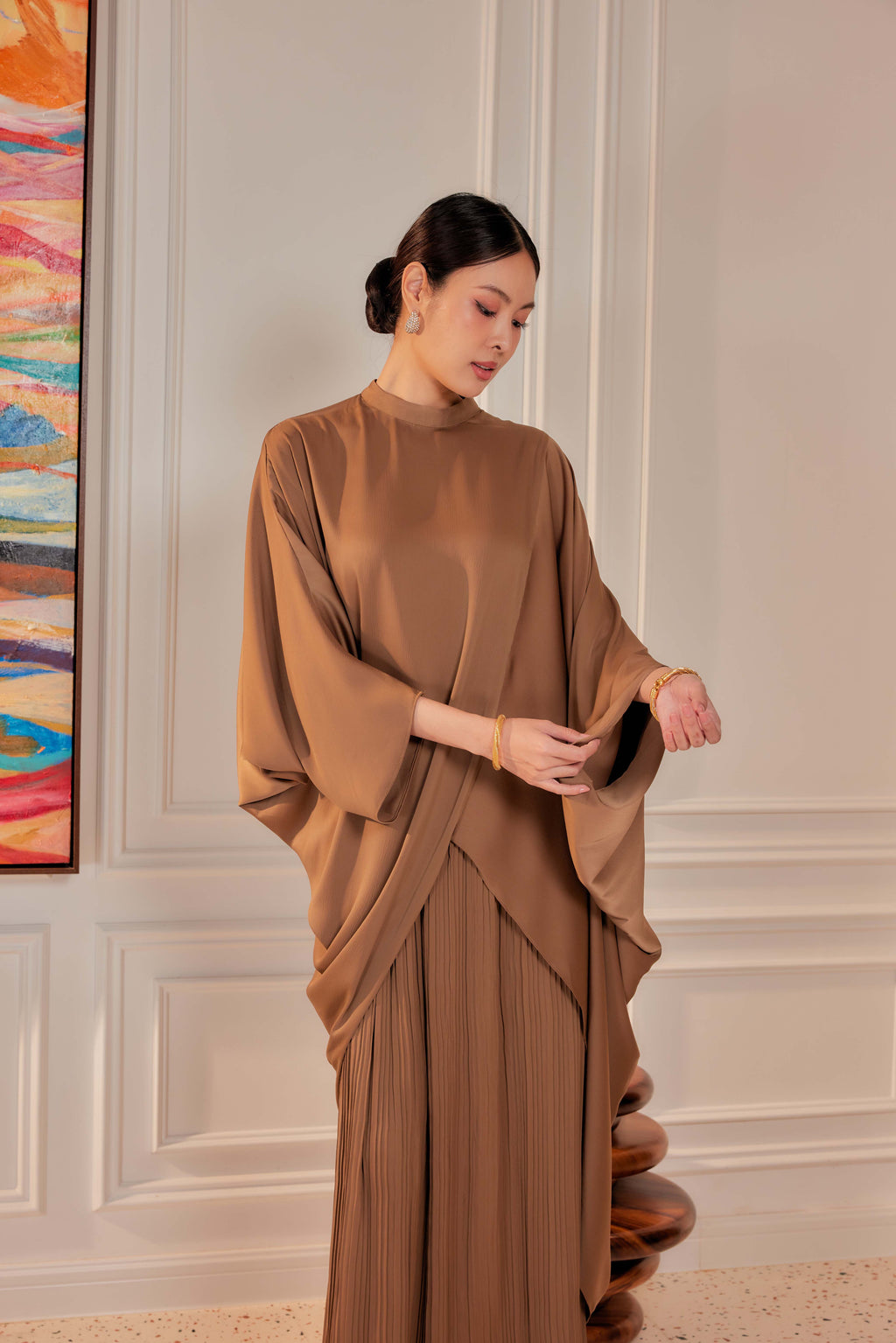 Chanela Full Sleeve Kurung with Pleated Skirt Set