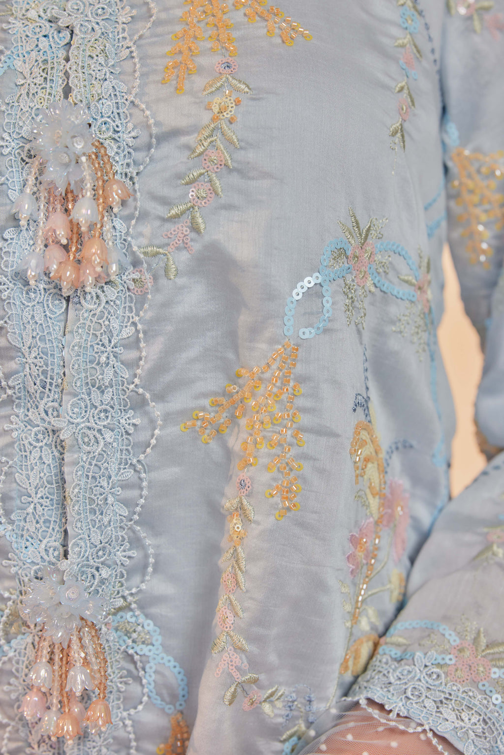 Bayu - Marni Beaded Embellished Kurung with Set of 3 Brooch (Fully Lined)