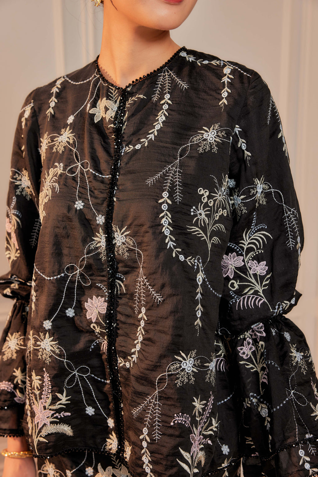 Hitam Manis - Puspa Embroidered Kurung Beaded Edition (Fully Lined)