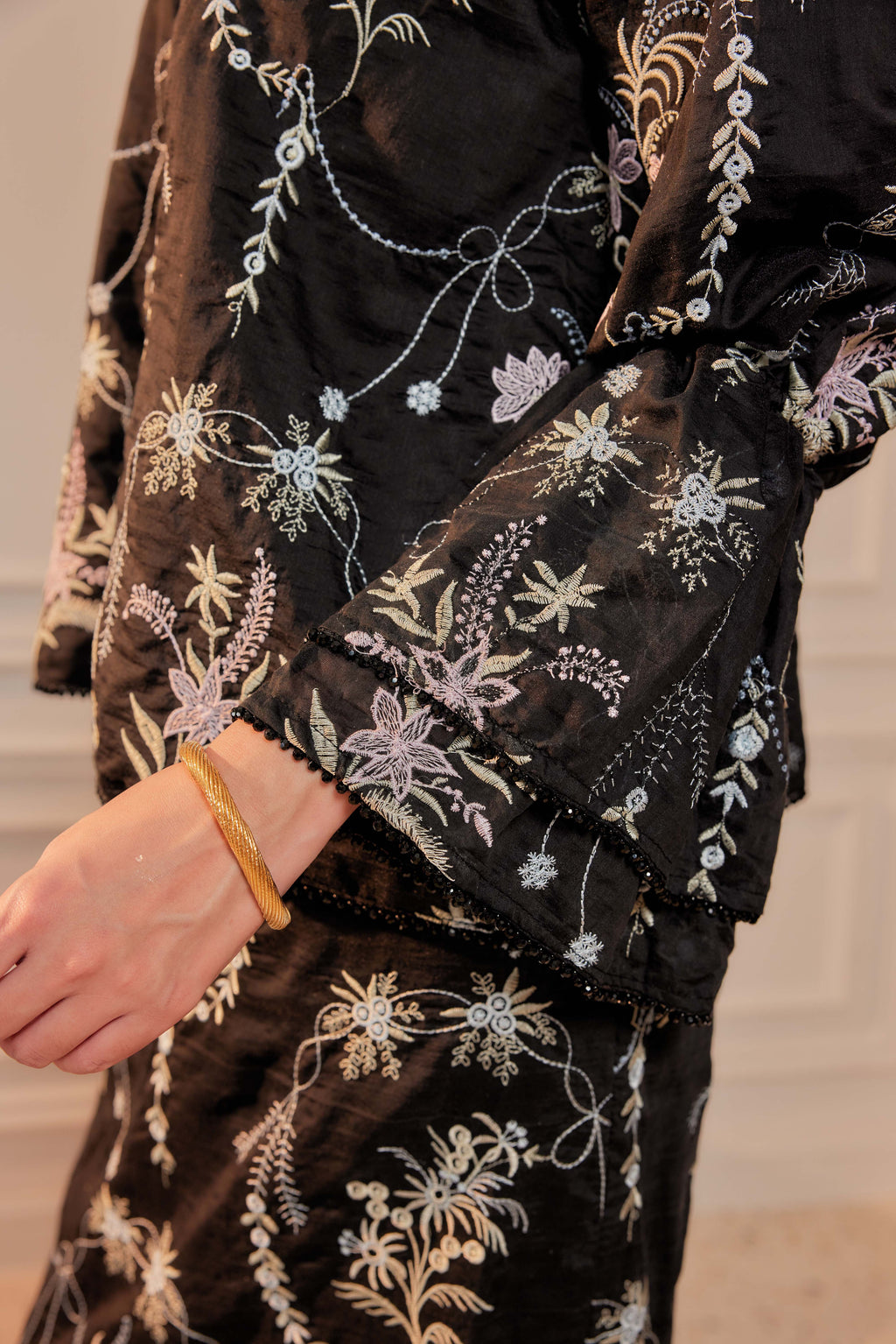 Hitam Manis - Puspa Embroidered Kurung Beaded Edition (Fully Lined)