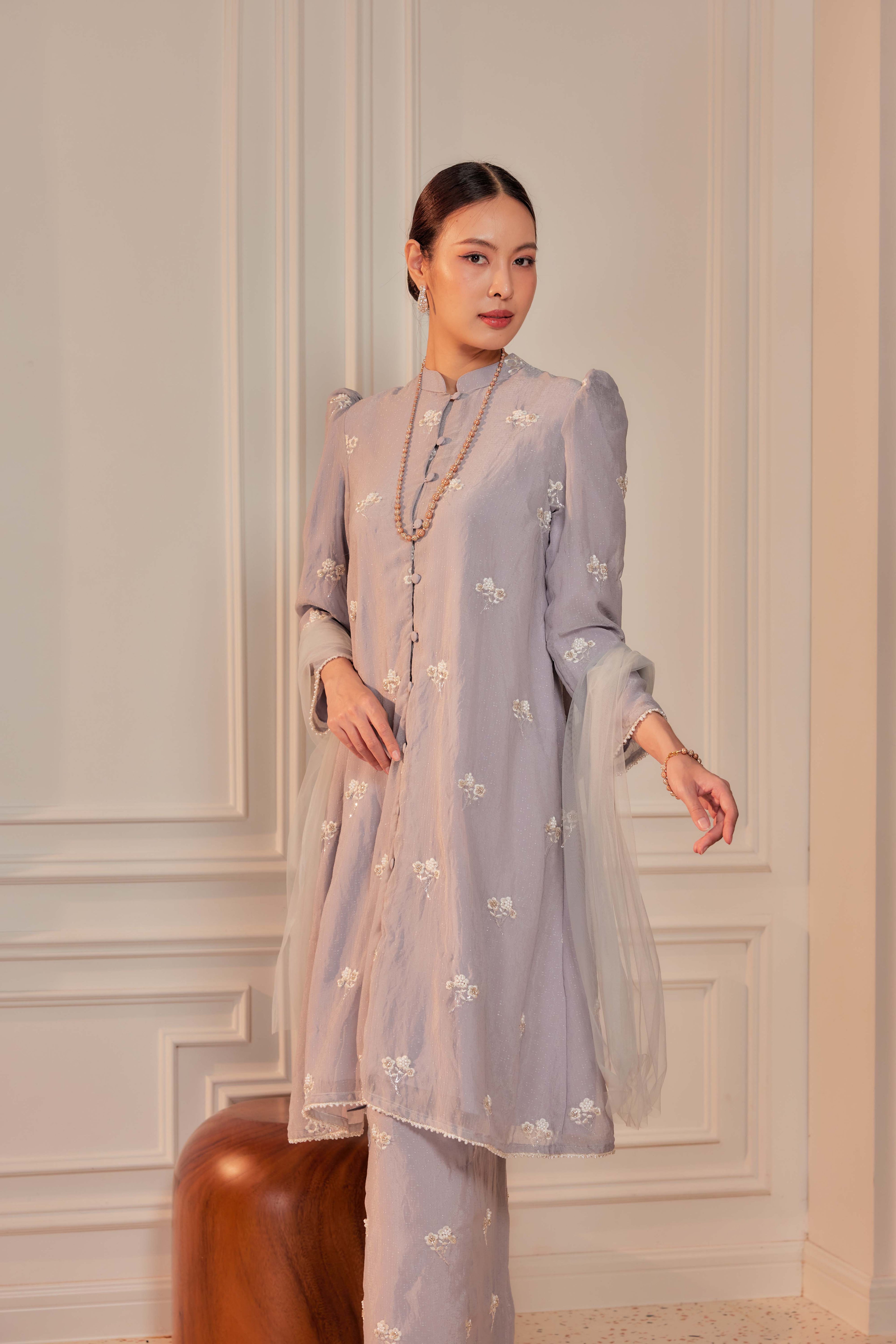 Perak - Mutiara Embellished Kebarung Set (Full Lining)