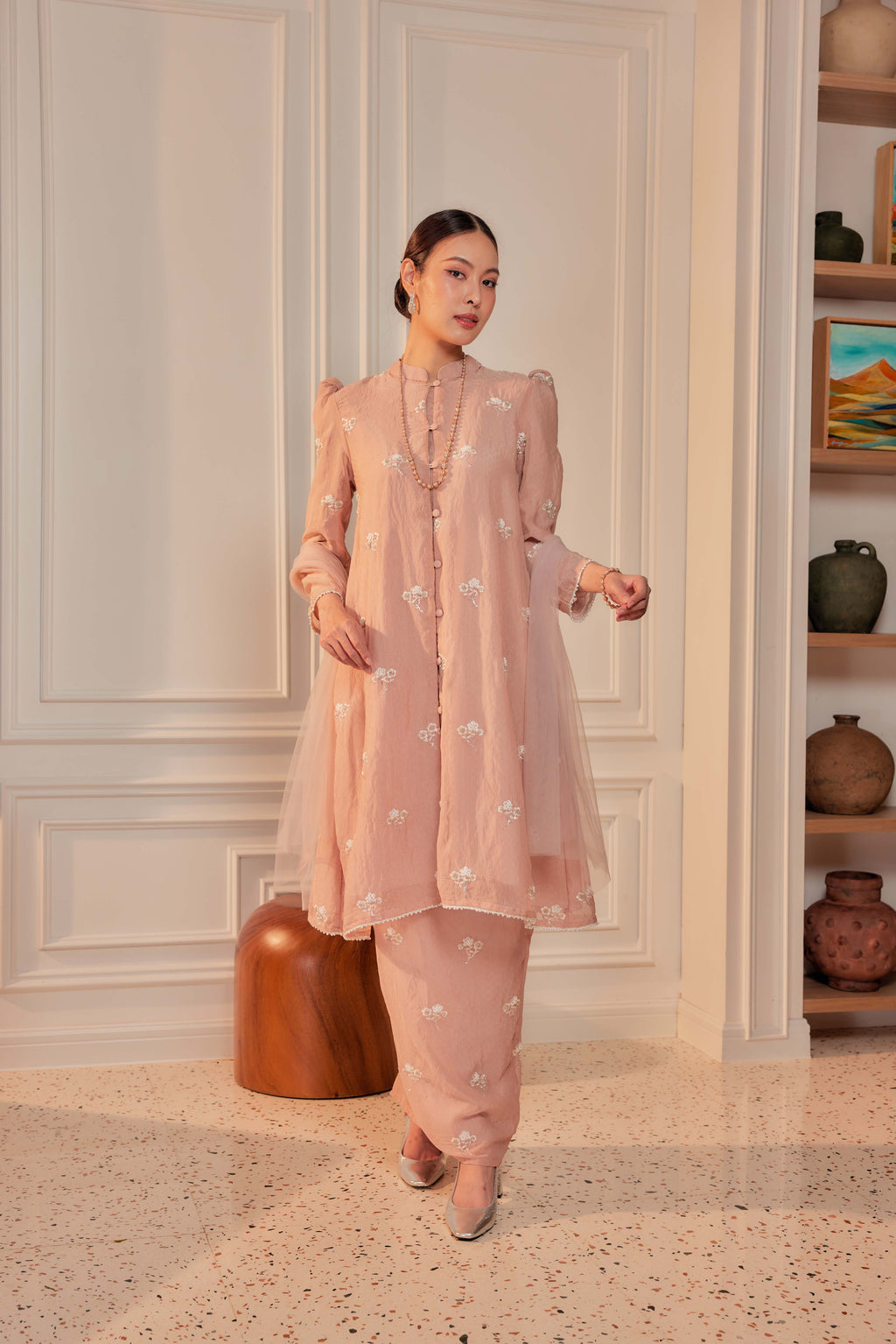 Tembikar - Mutiara Embellished Kebarung Set (Full Lining)