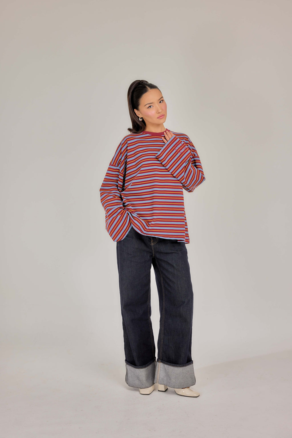 THE CAF-TEE IN RED VELVET STRIPE
