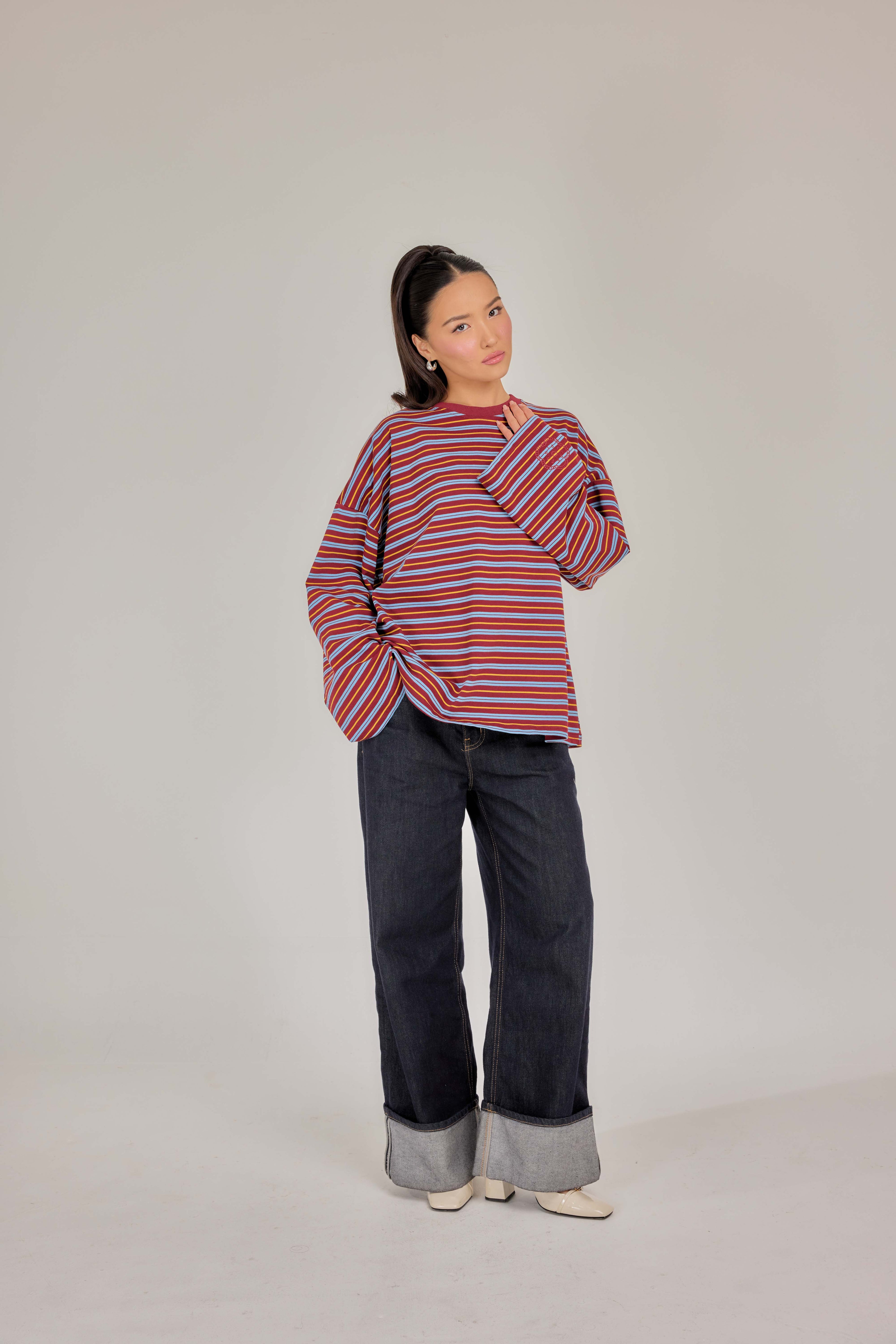 THE CAF-TEE IN RED VELVET STRIPE