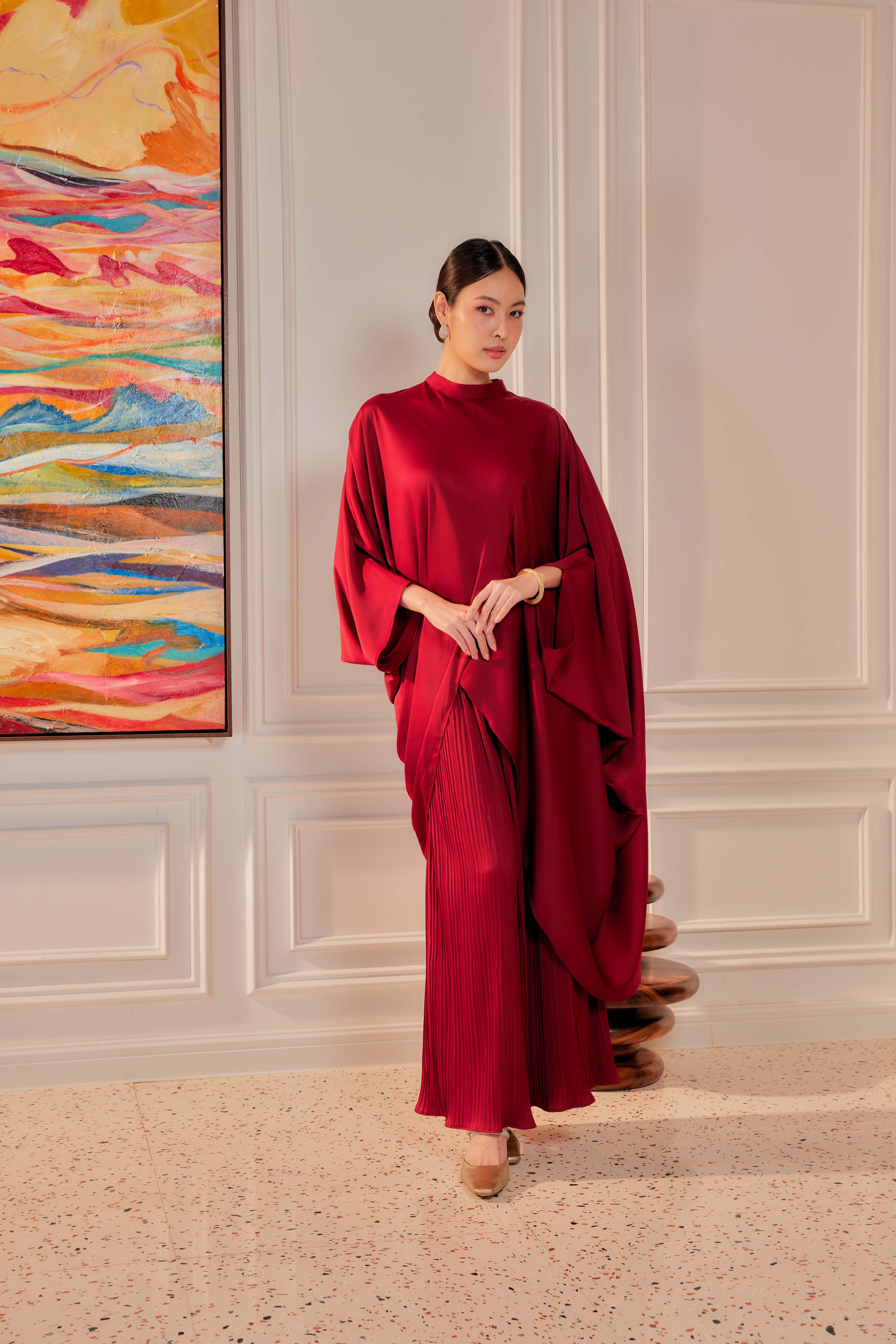 Chanela Full Sleeve Kurung with Pleated Skirt Set