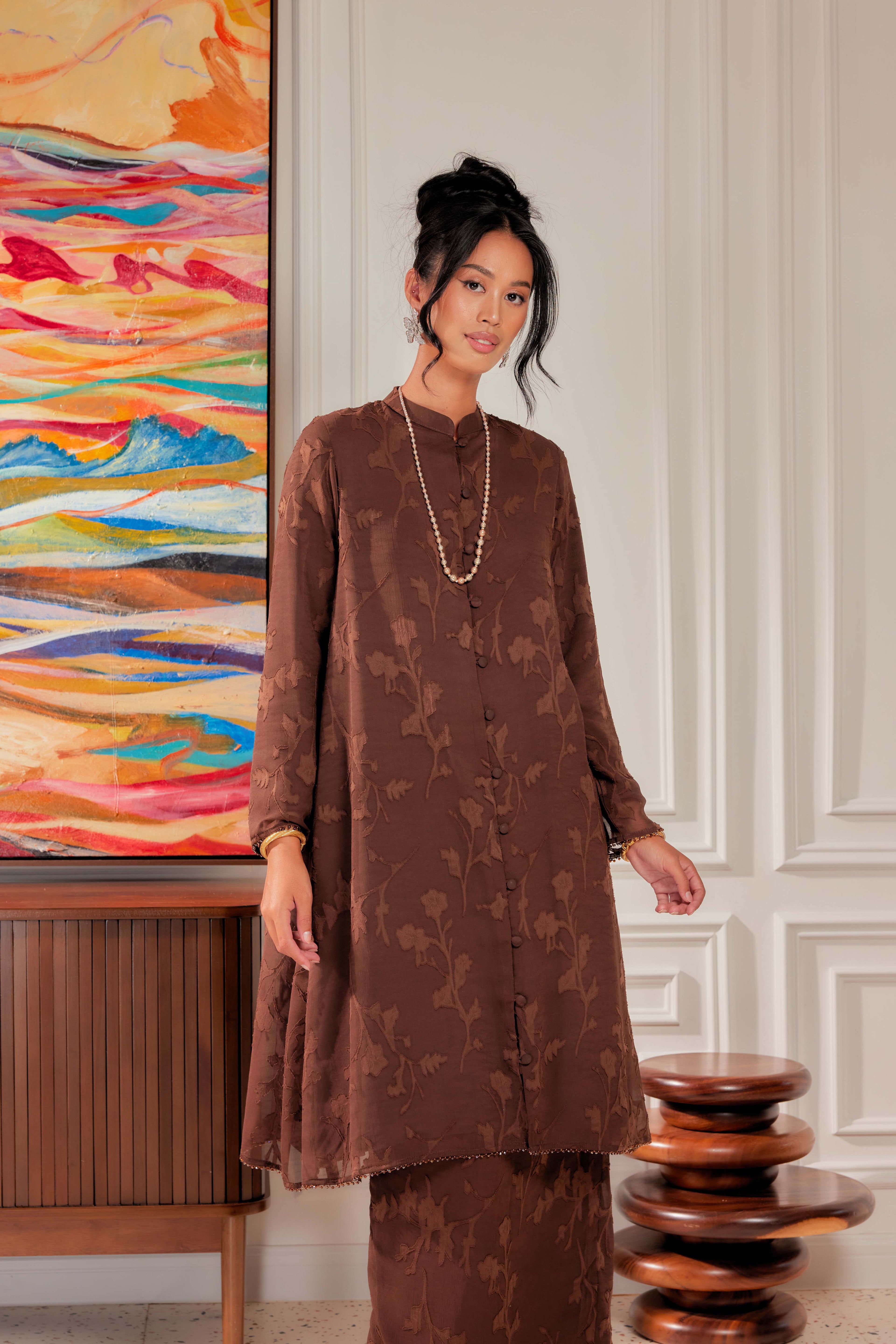 Indah Pelangi Kebarung in Cendana Perang – The Beaded Edition, Fully Lined