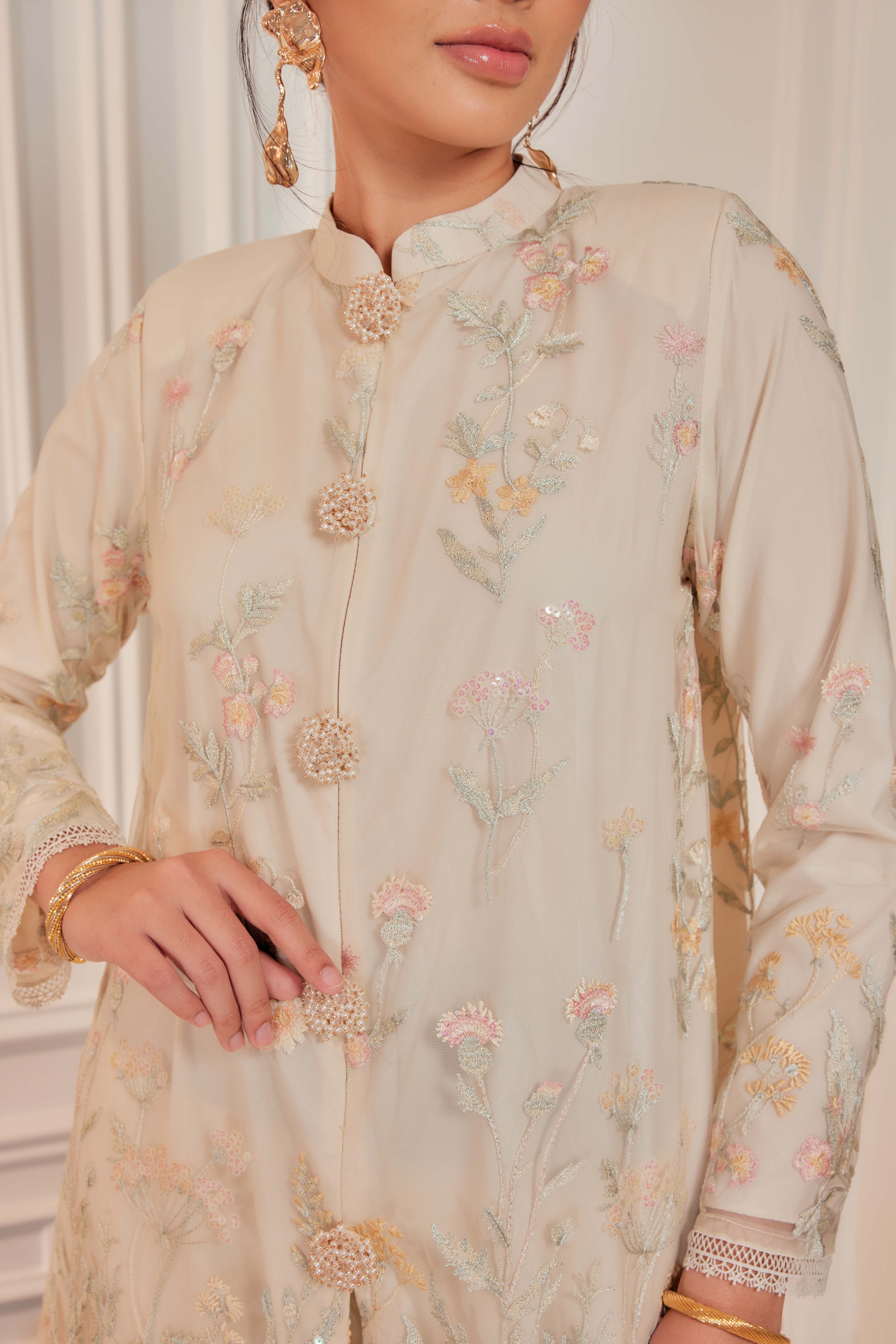 Champagne Beige - Kids Dian Embellished Kurung [PREORDER MID FEB]