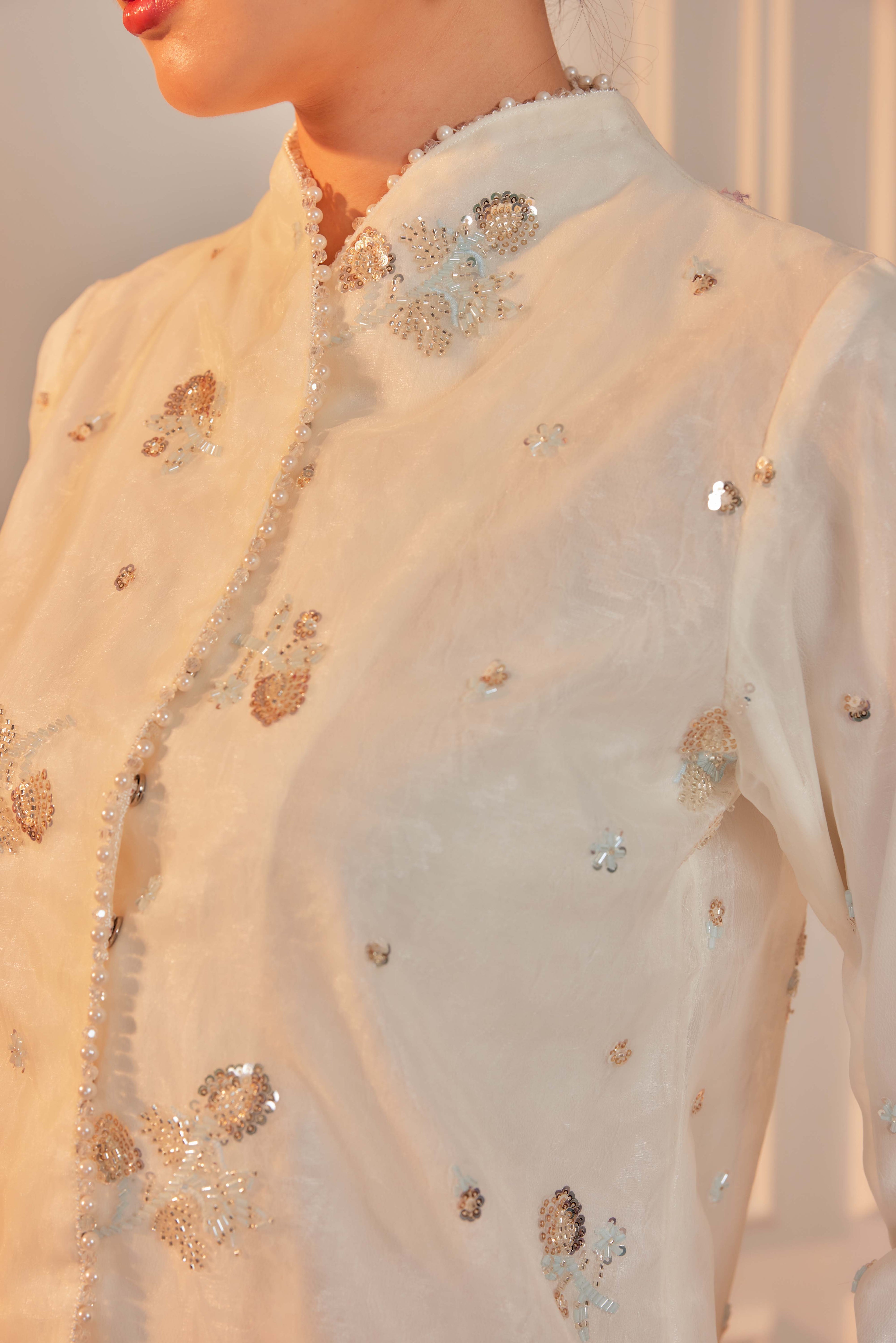 Glimmering Blue - Janggan Beaded Kebaya (Fully Lined)