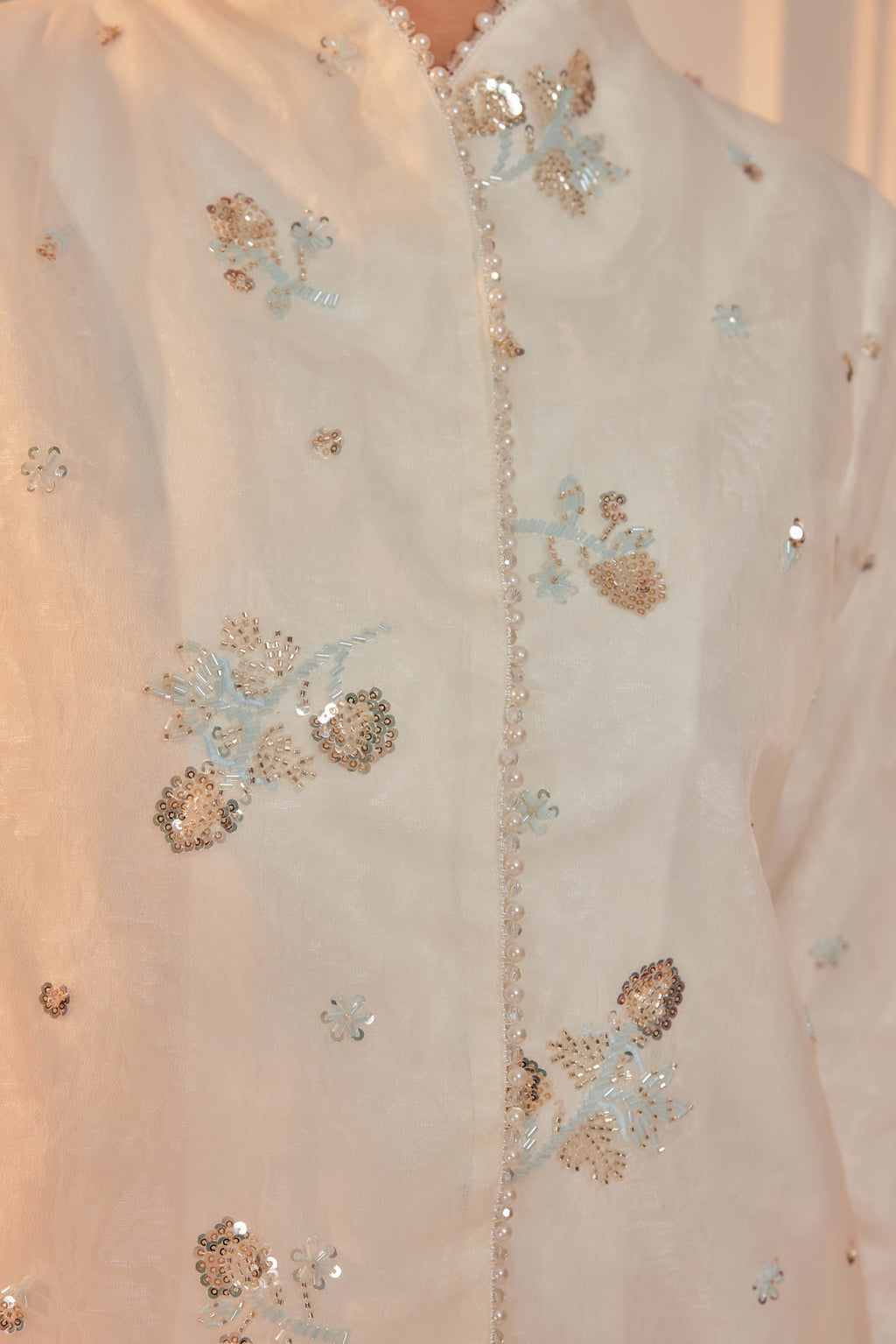 Glimmering Blue - Janggan Beaded Kebaya (Fully Lined)