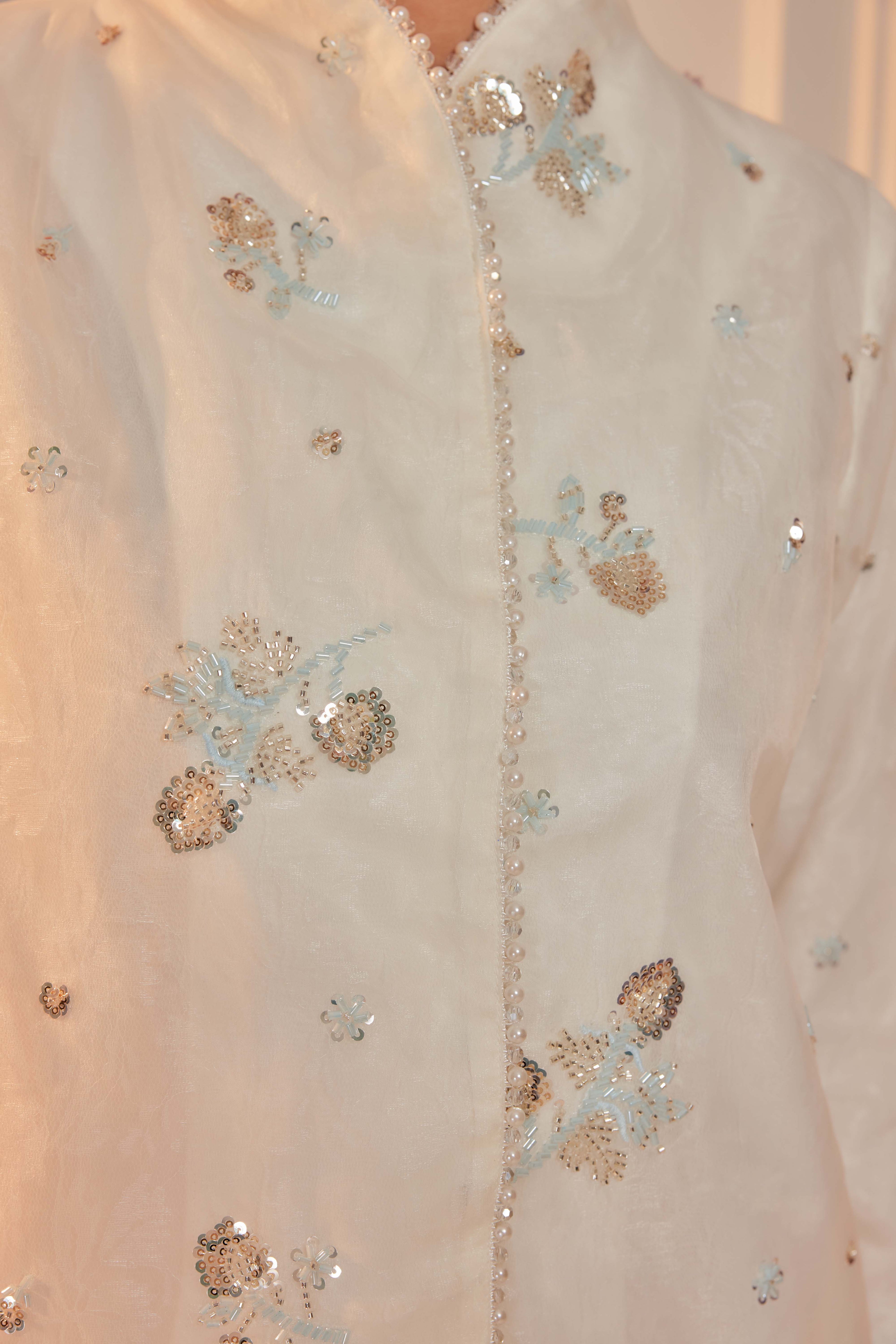 Glimmering Blue - Janggan Beaded Kebaya (Fully Lined)