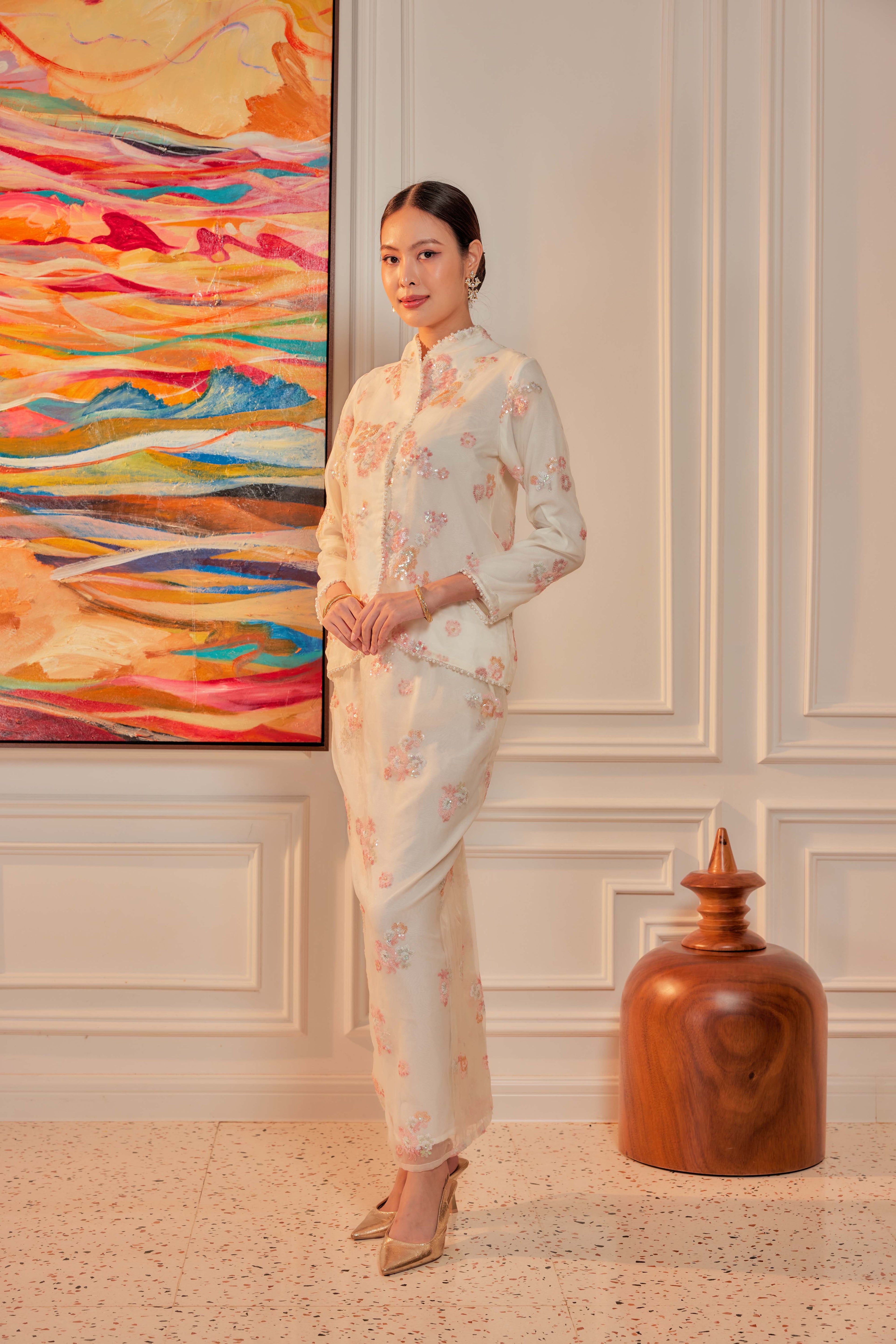 Sakura Breeze - Janggan Beaded Kebaya (Fully Lined)