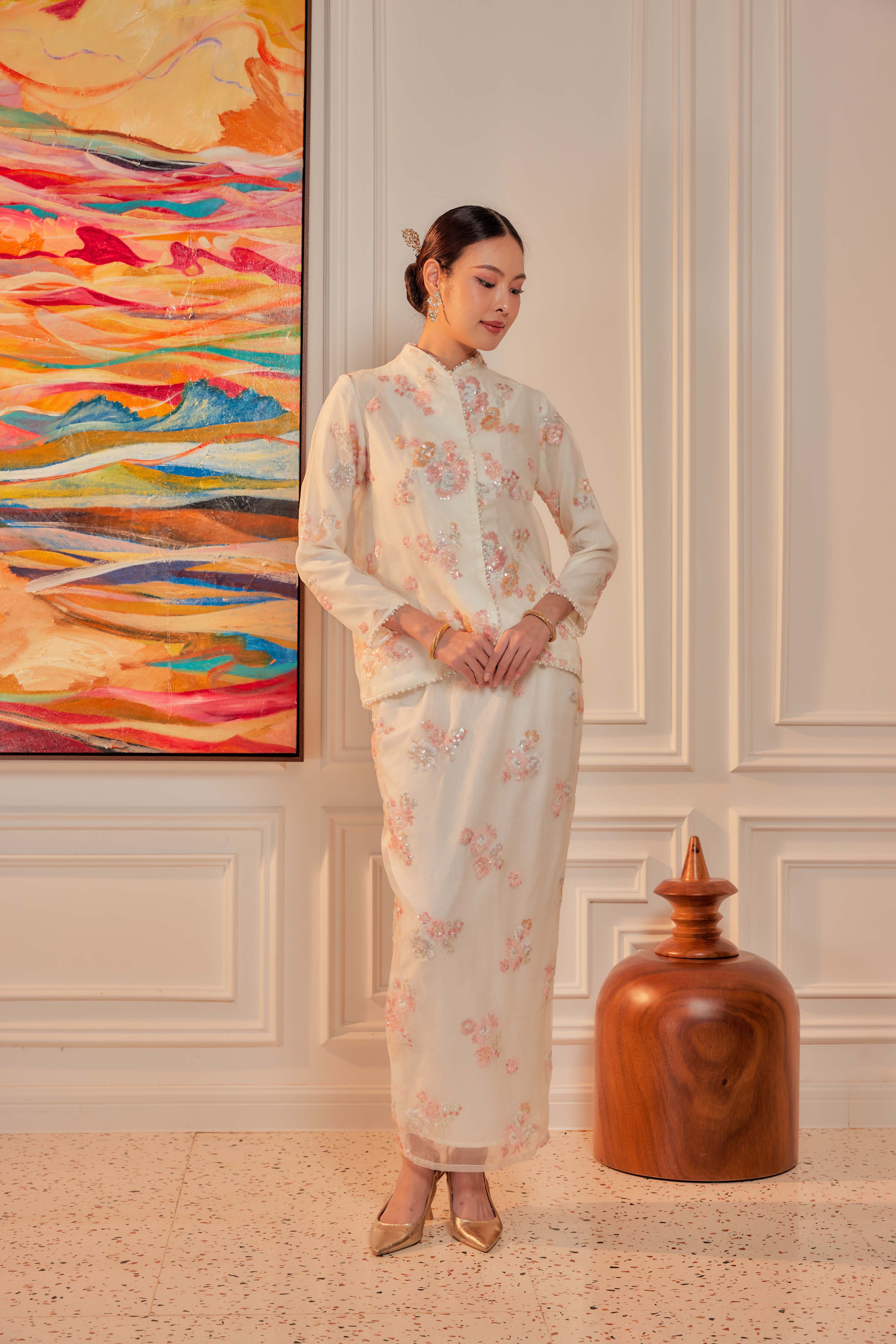 Sakura Breeze - Janggan Beaded Kebaya (Fully Lined)