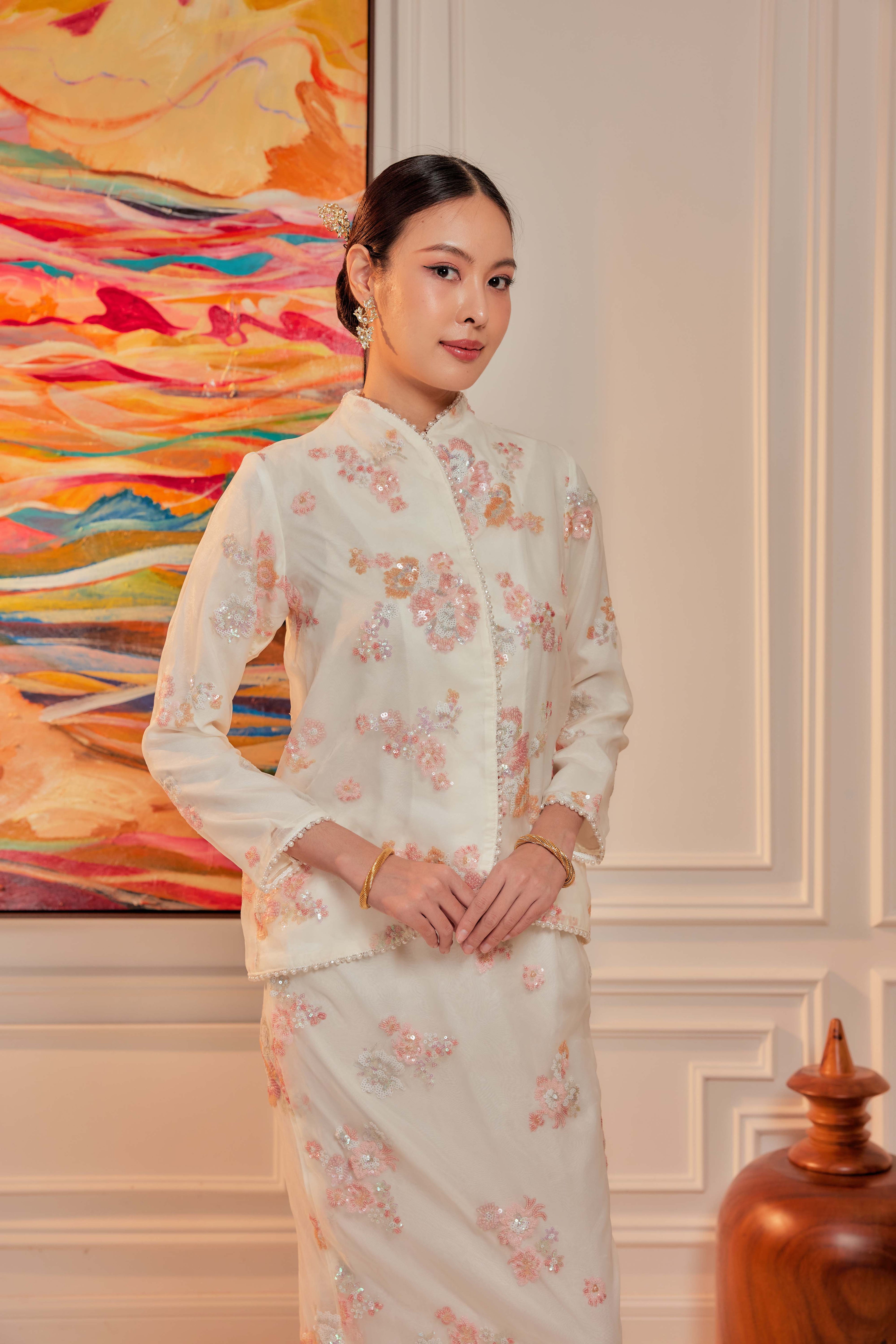 Sakura Breeze - Janggan Beaded Kebaya (Fully Lined)