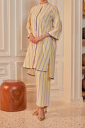 Kuning Air - Airis Cotton Striped Kebarung with Lace Trim Set