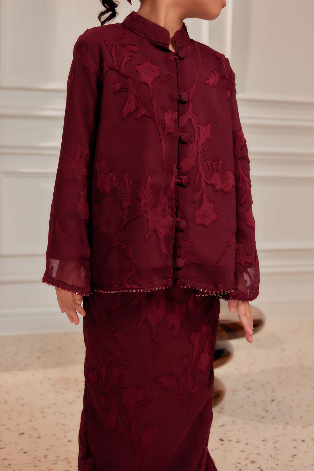 Burgundy Cherry - Kids Indah Pelangi Kebarung (Fully Lined)