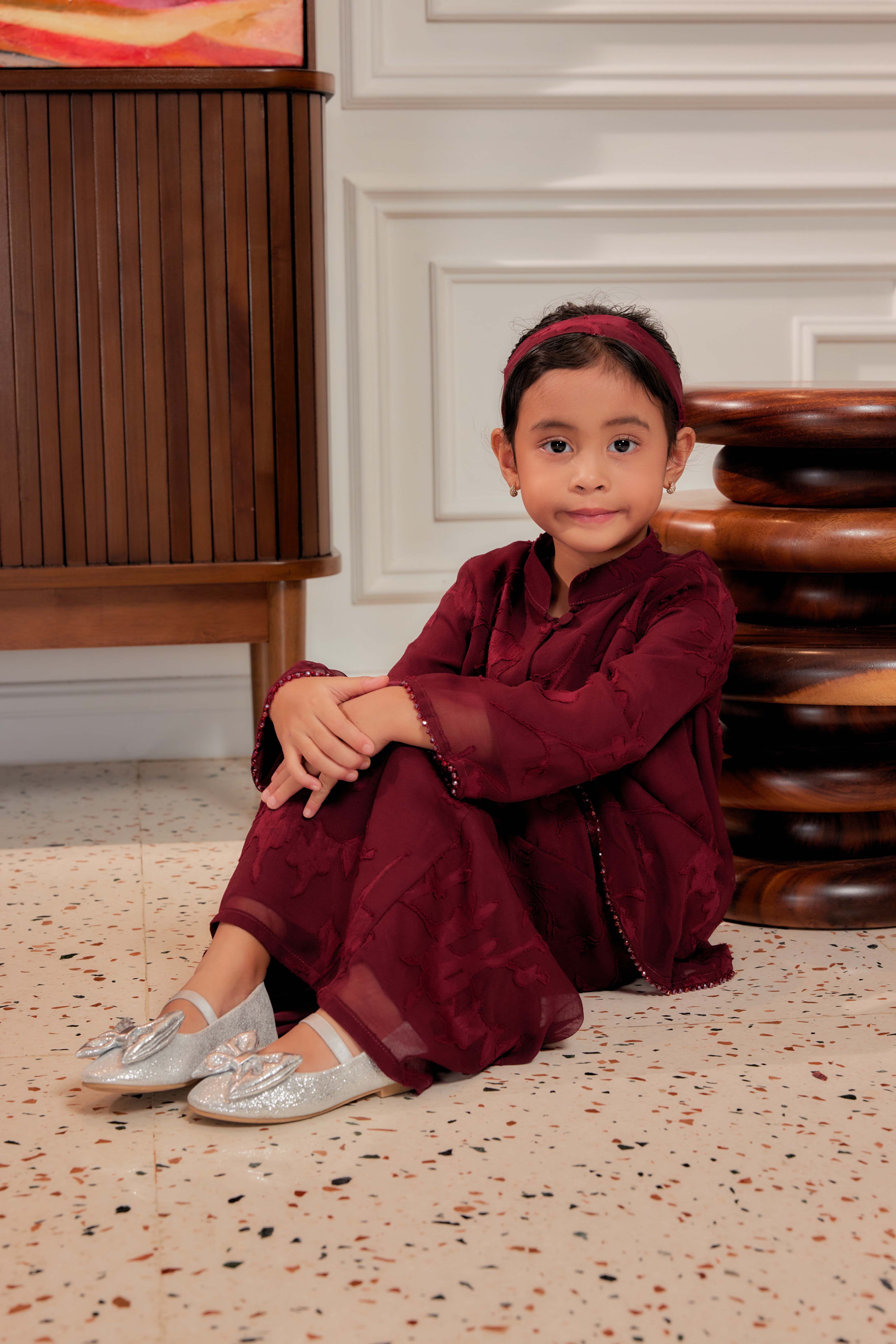 Burgundy Cherry - Kids Indah Pelangi Kebarung (Fully Lined)