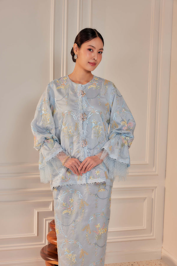 Bayu - Marni Beaded Embellished Kurung with Set of 3 Brooch (Fully Lined)