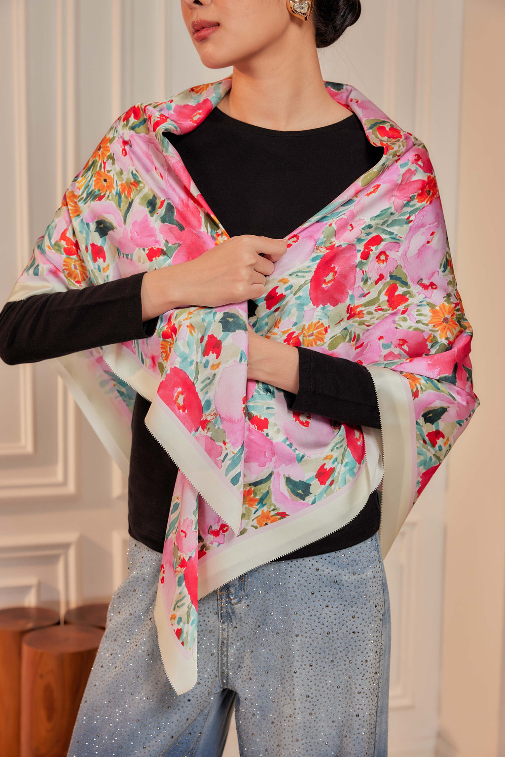 Of All Flowers: You - Square Scarf with Matching Fan
