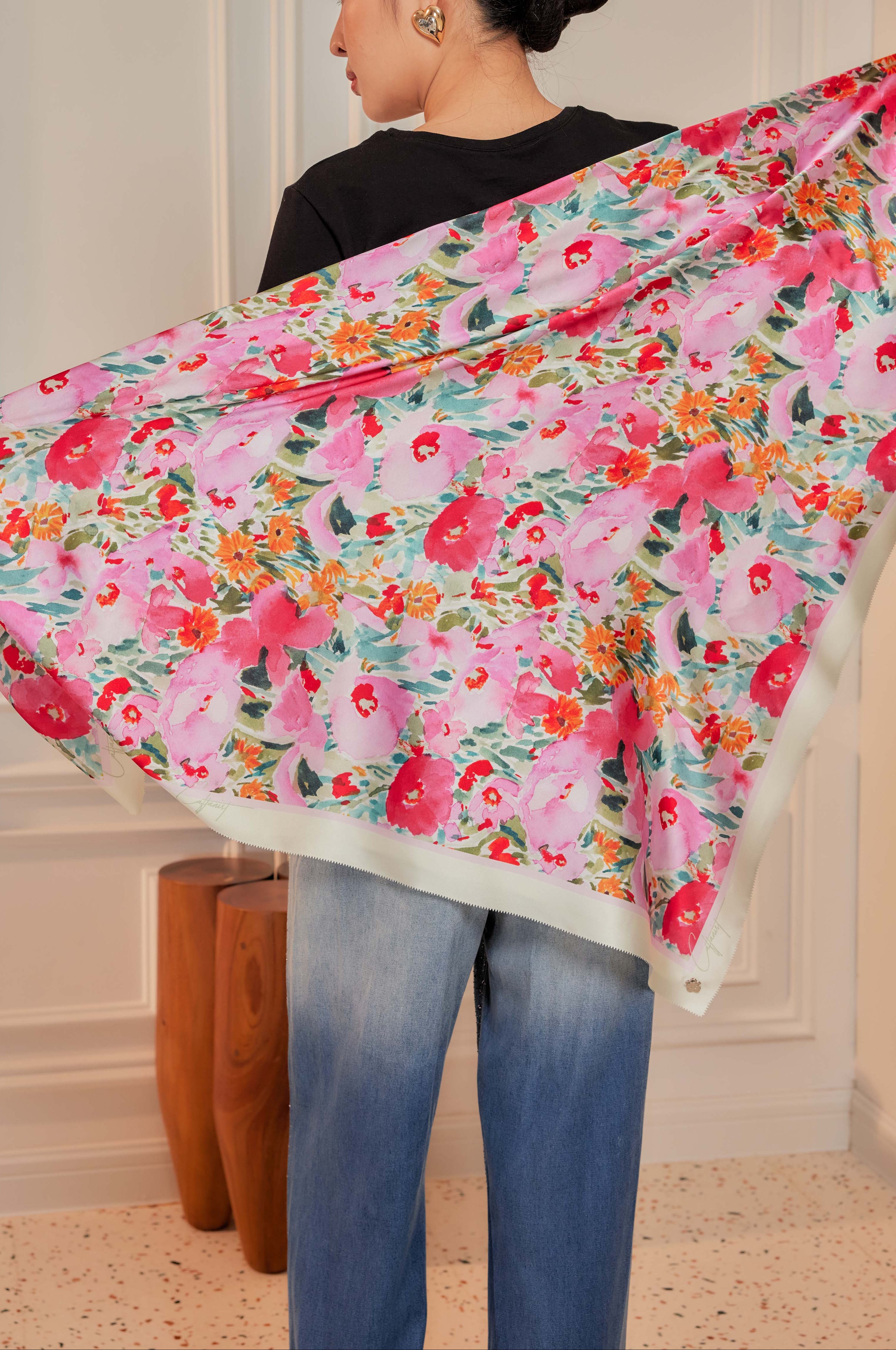Of All Flowers: You - Square Scarf with Matching Fan