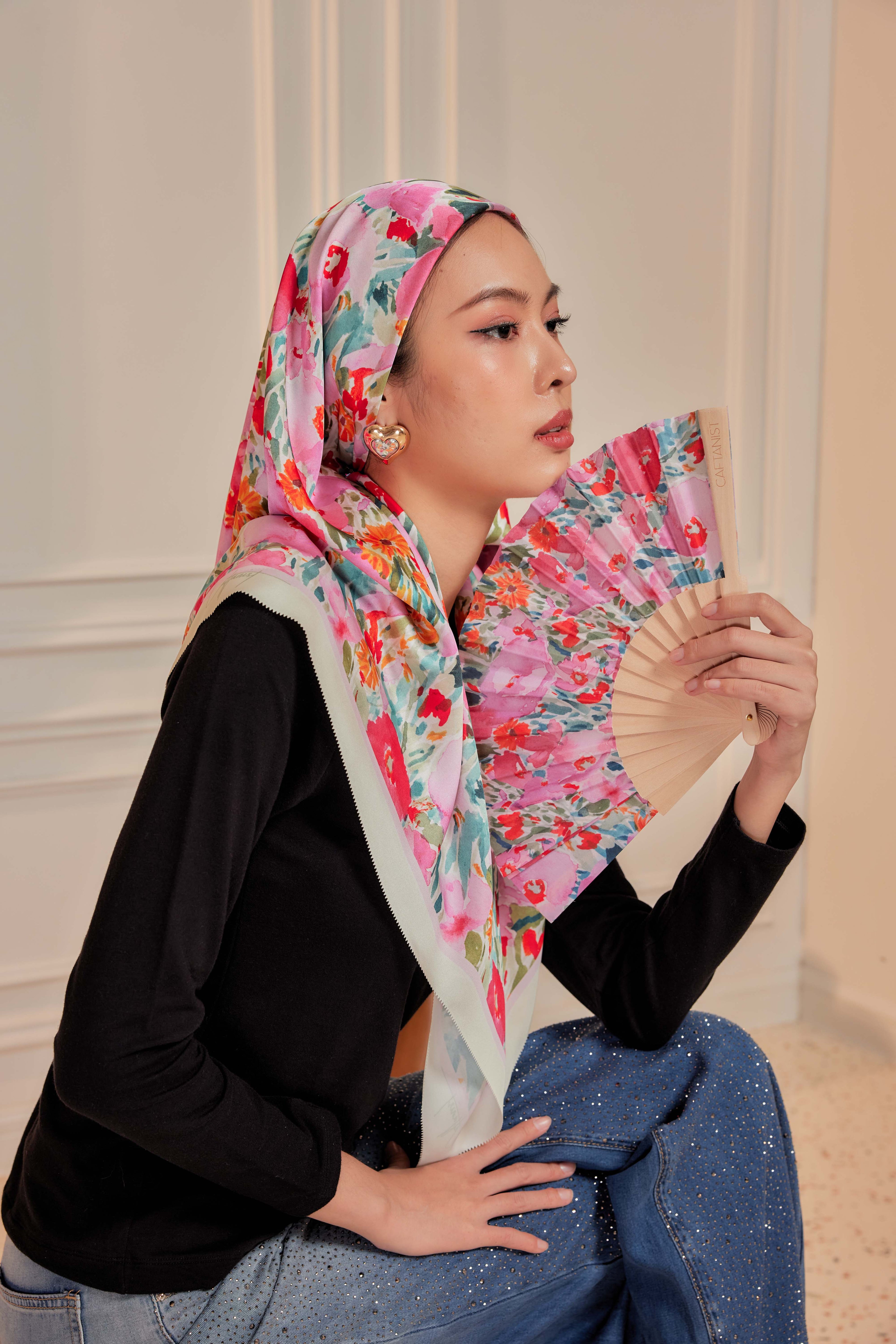 Of All Flowers: You - Square Scarf with Matching Fan