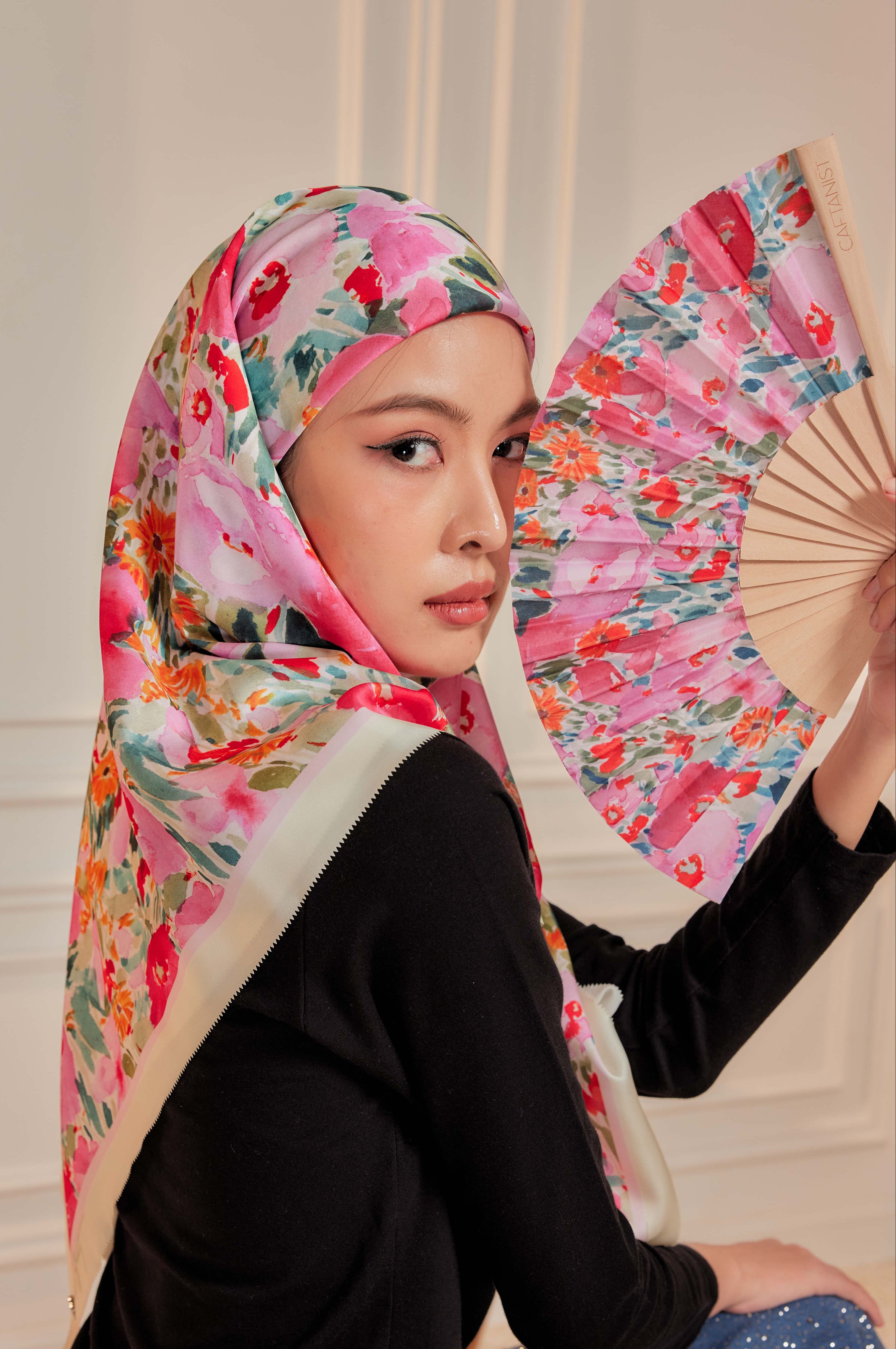 Of All Flowers: You - Square Scarf with Matching Fan