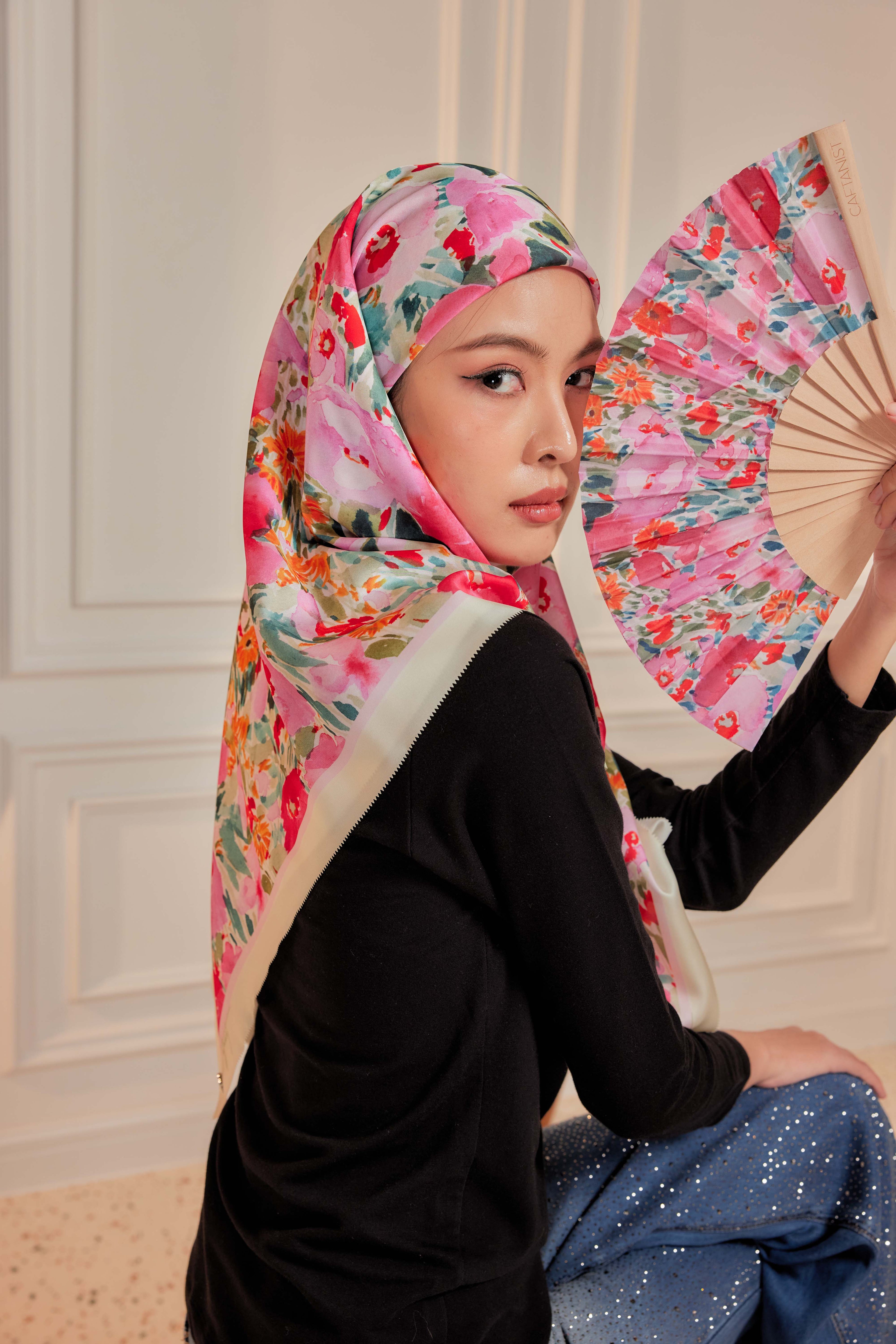 Of All Flowers: You - Square Scarf with Matching Fan