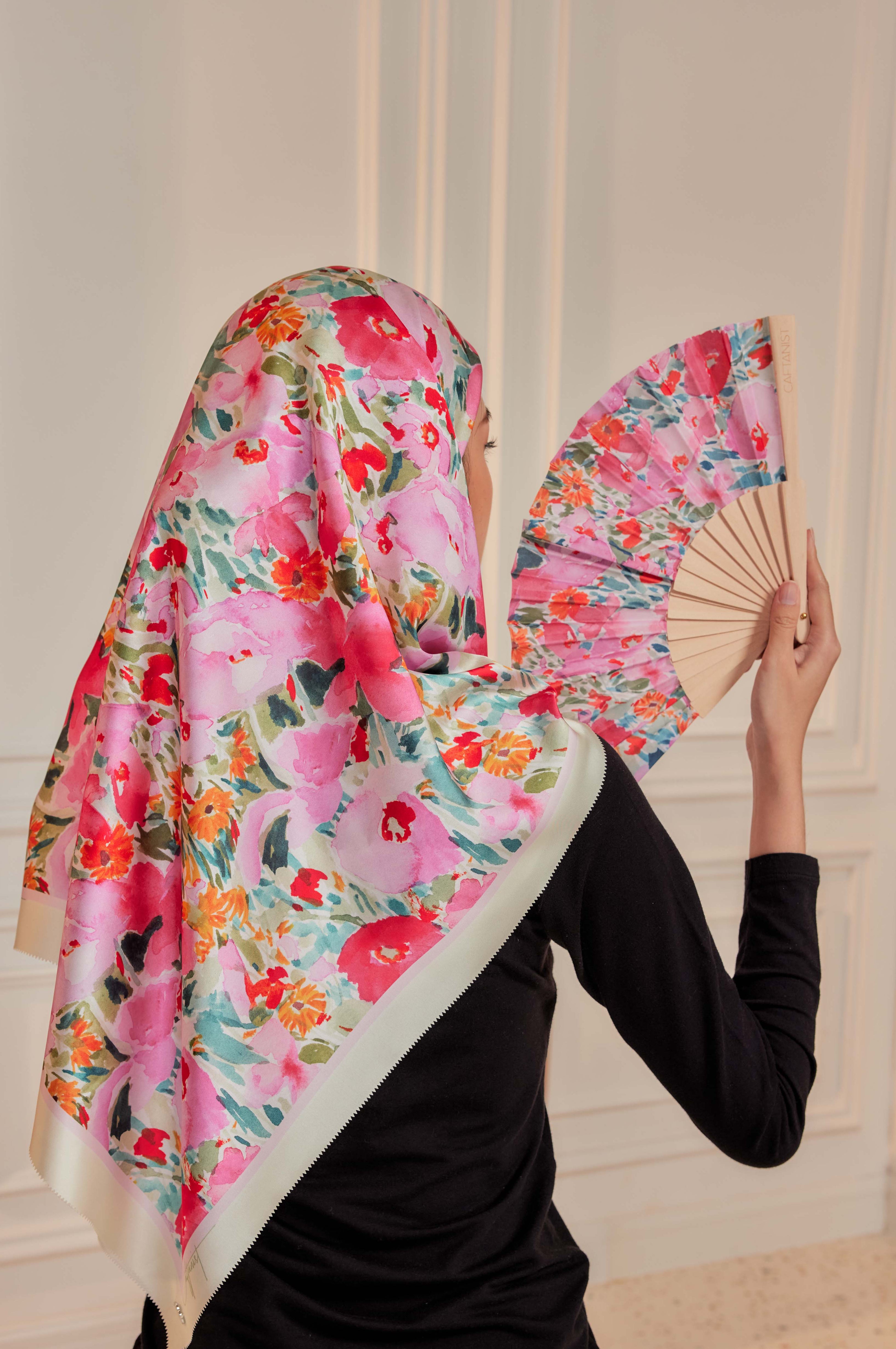 Of All Flowers: You - Square Scarf with Matching Fan