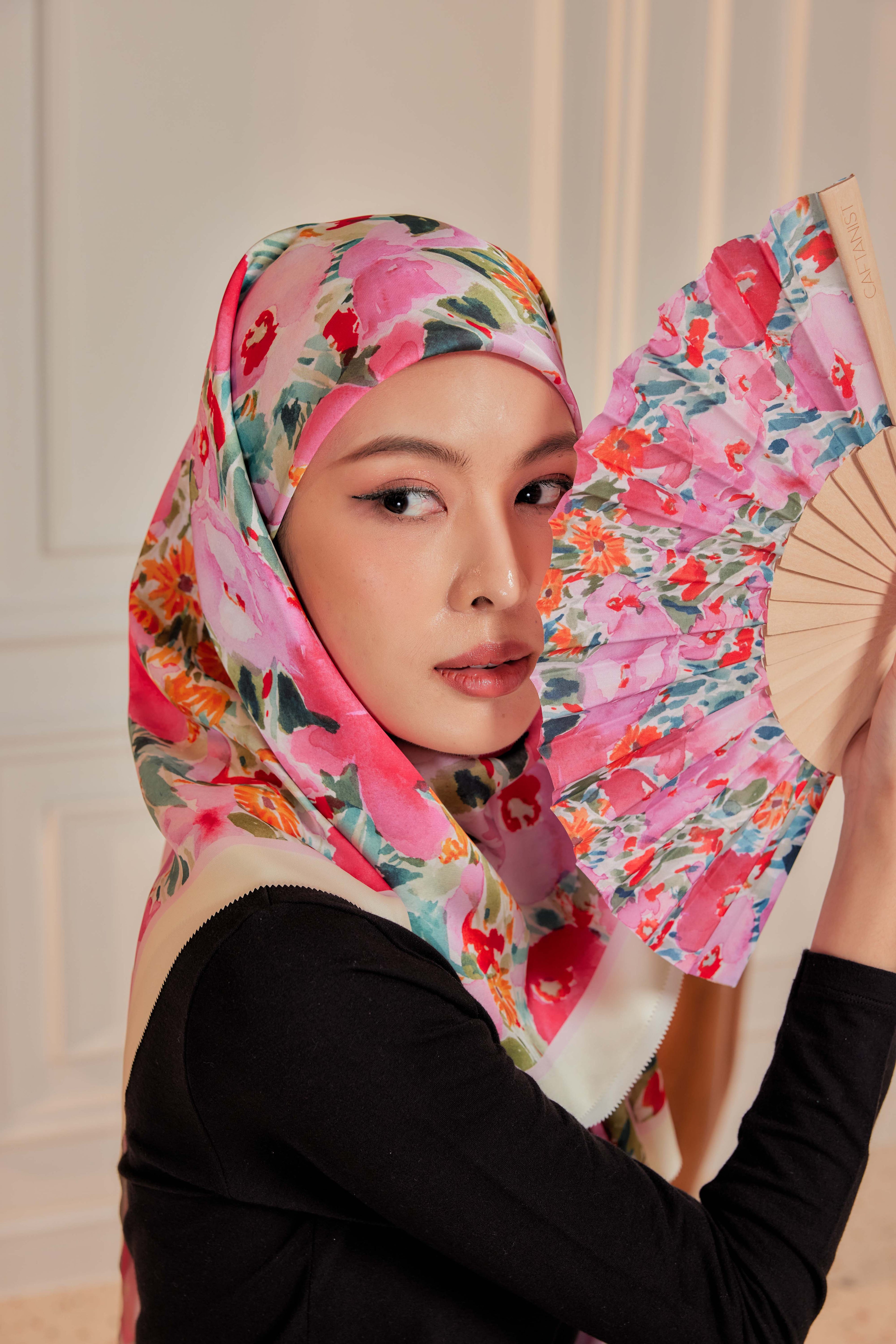 Of All Flowers: You - Square Scarf with Matching Fan