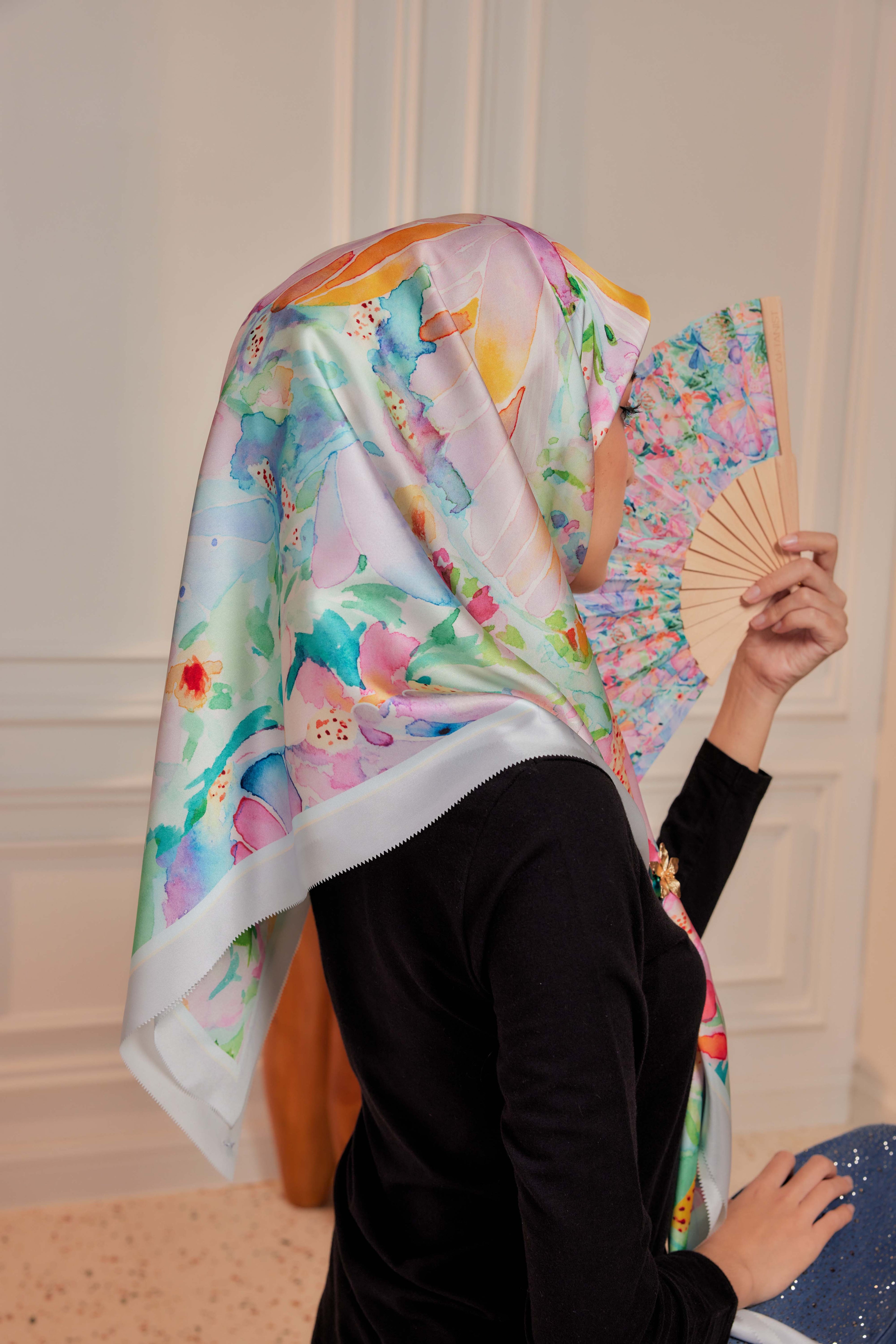 Life's A Garden - Square Scarf with Matching Fan