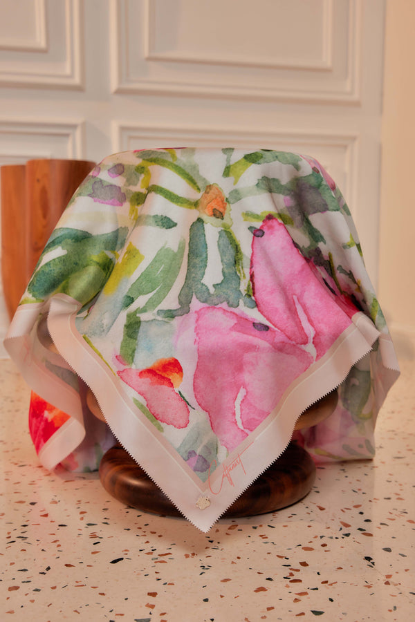 Bloom With Grace - Square Scarf with Matching Fan