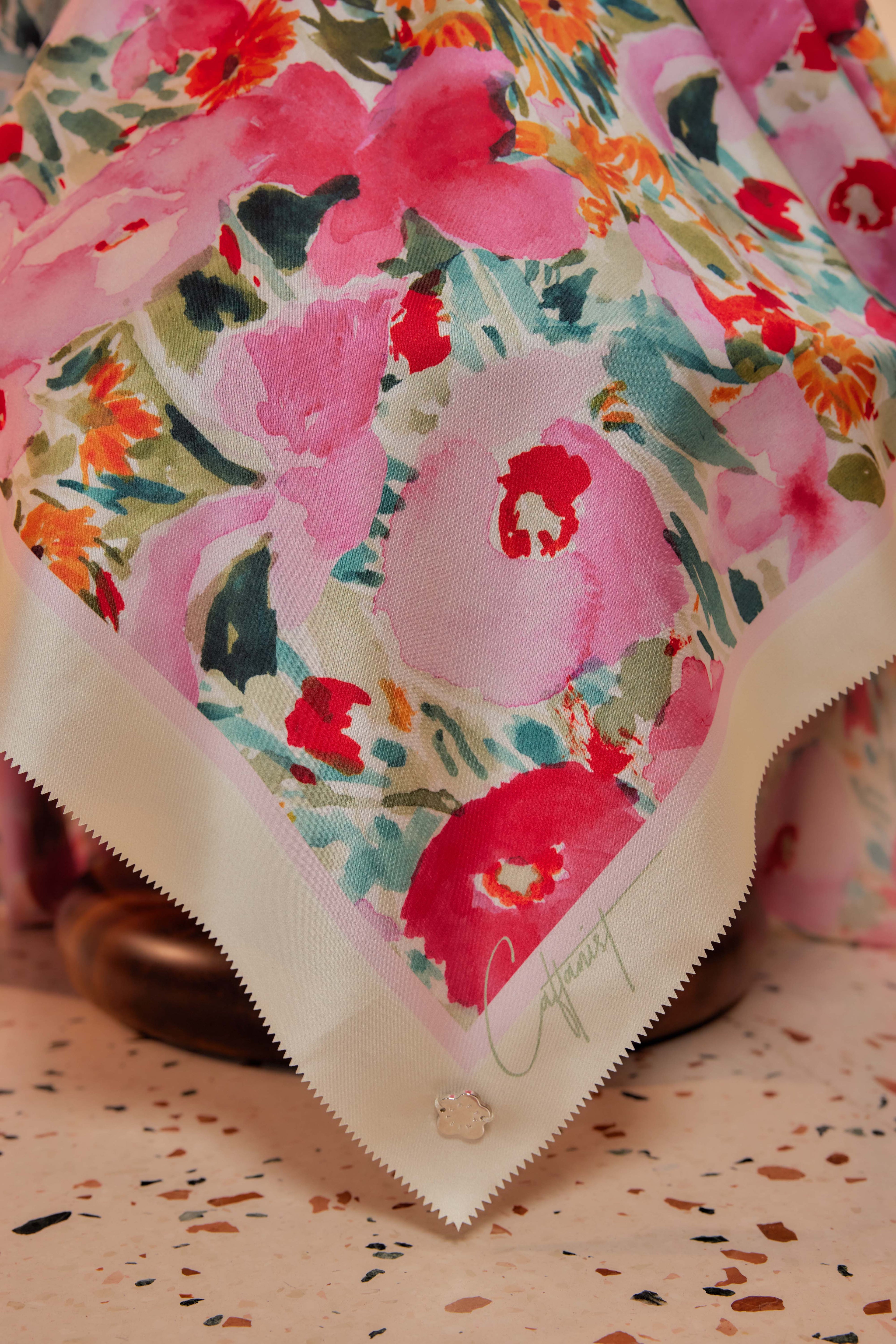Of All Flowers: You - Square Scarf with Matching Fan