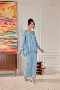Ash Blue - Nona Pearl Beaded Embellished Kurung (Fully Lined)