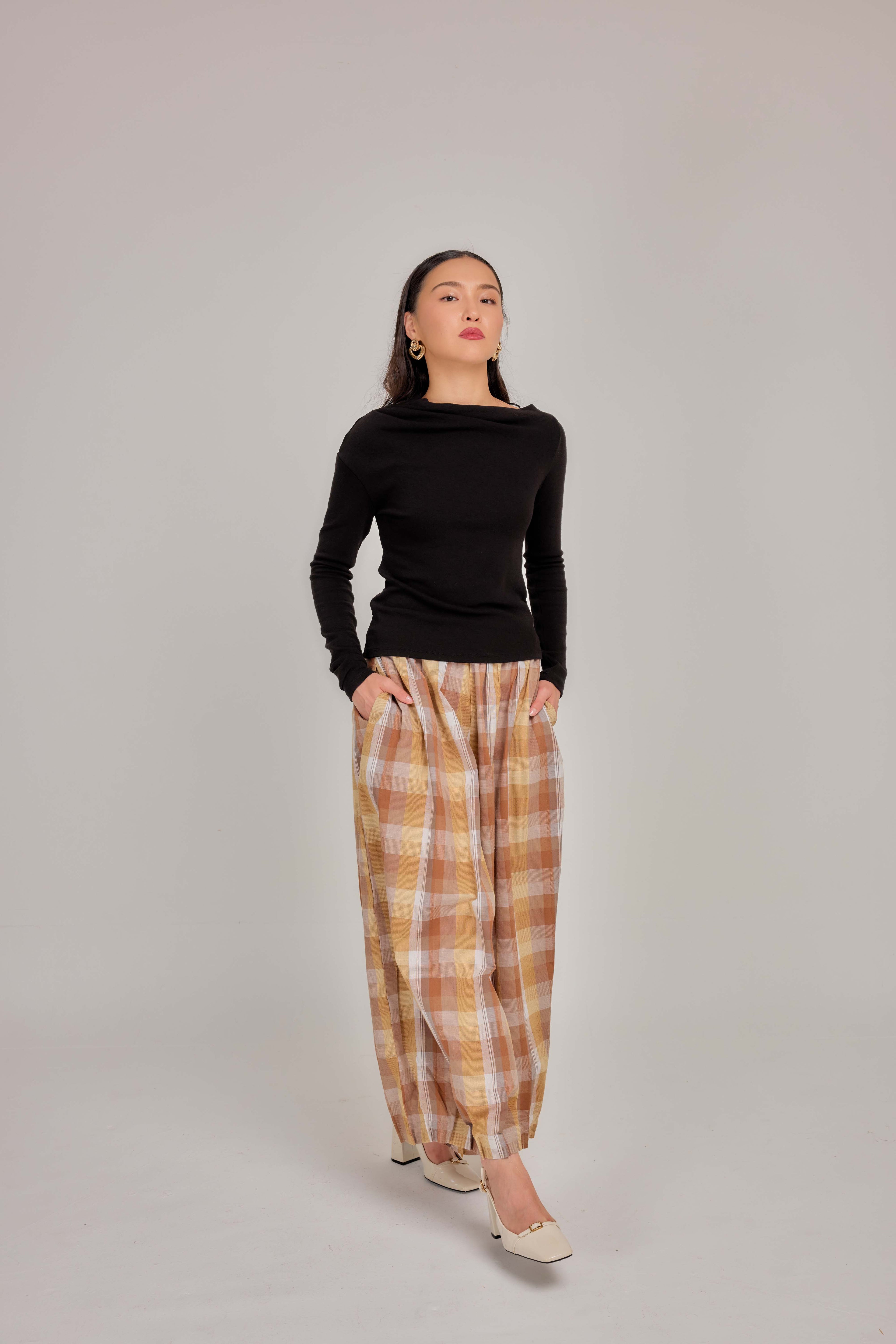 05 - Butterscotch -  Pleated Barrel-leg Pants