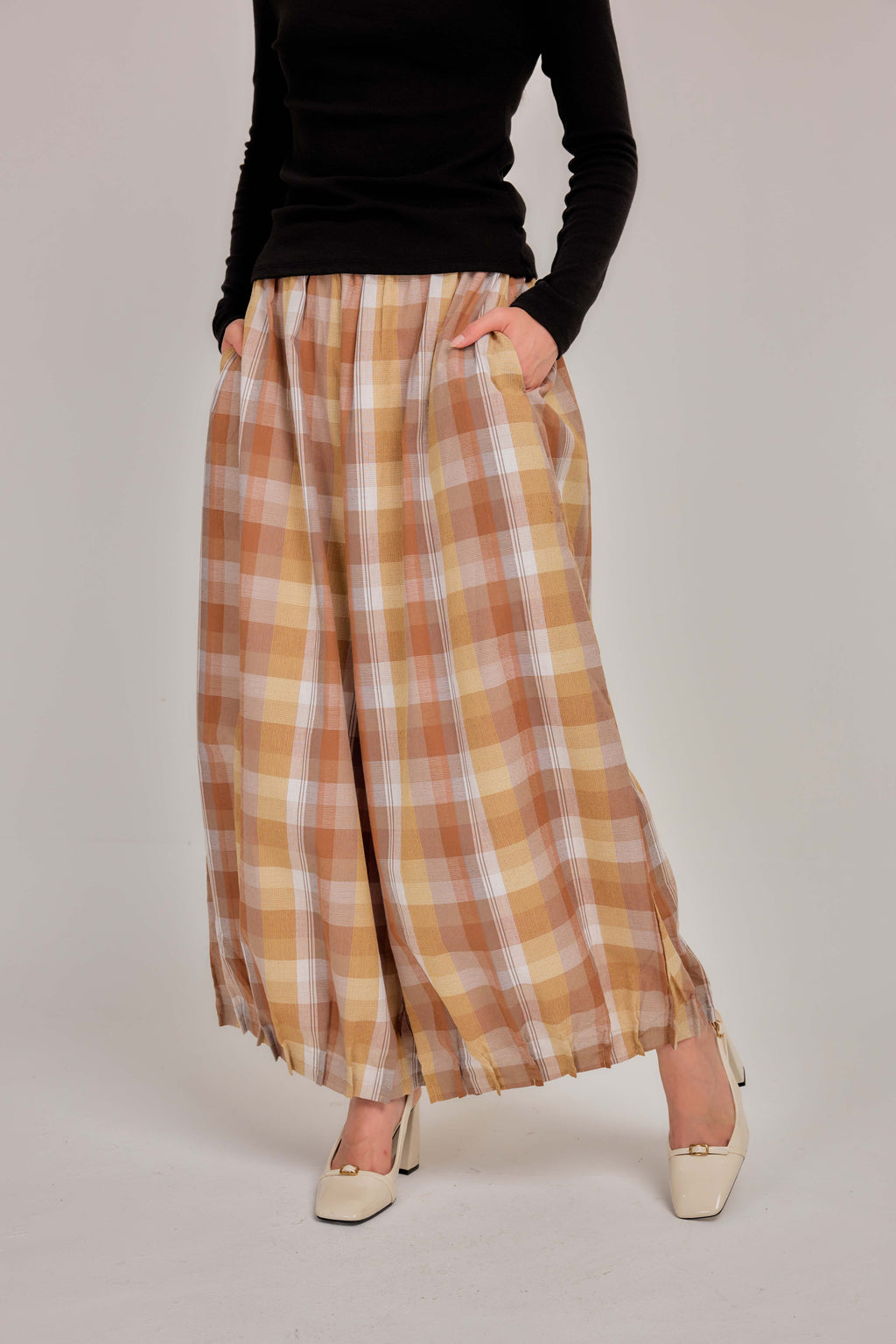 05 - Butterscotch -  Pleated Barrel-leg Pants