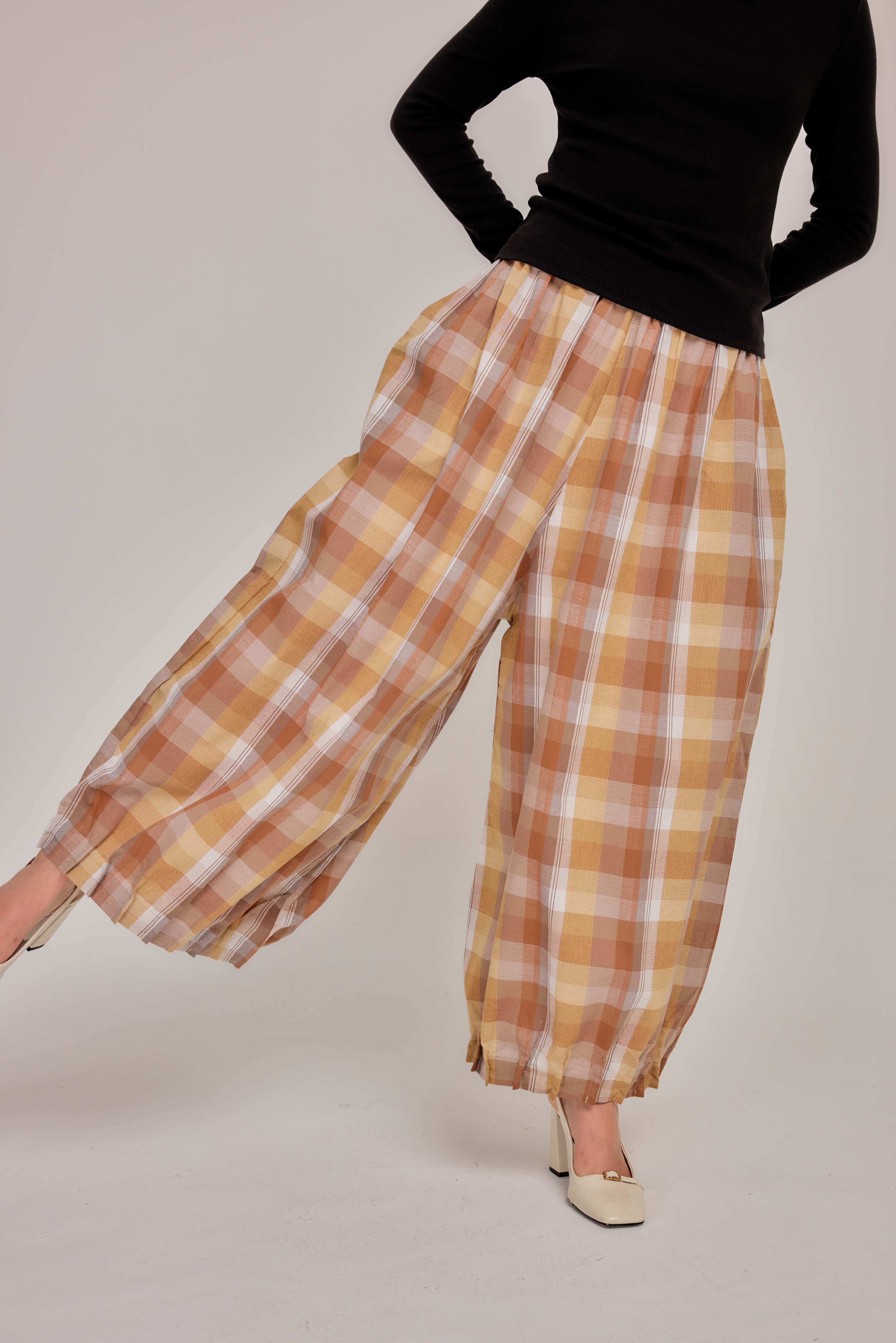05 - Butterscotch -  Pleated Barrel-leg Pants
