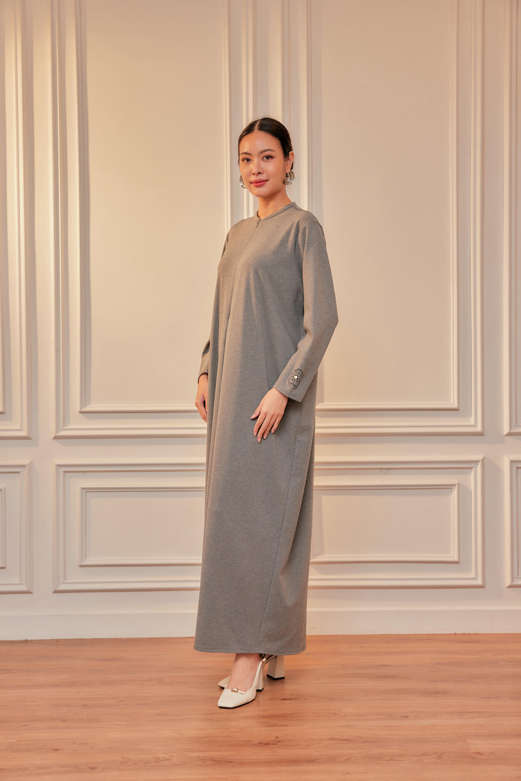 Smooth Stretch Cotton Dress Tee with Front Zip & Side Pockets