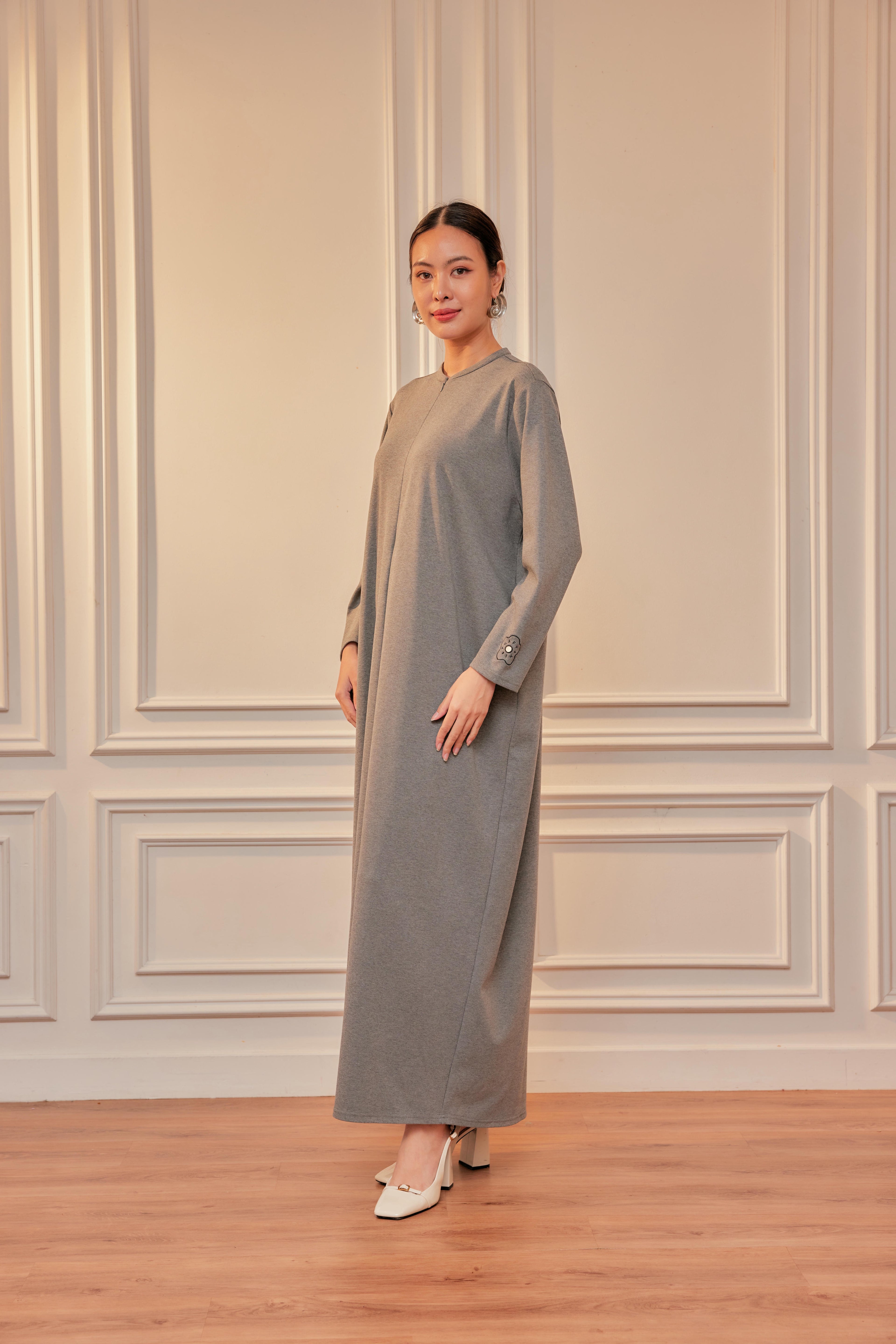 Smooth Stretch Cotton Dress Tee with Front Zip & Side Pockets