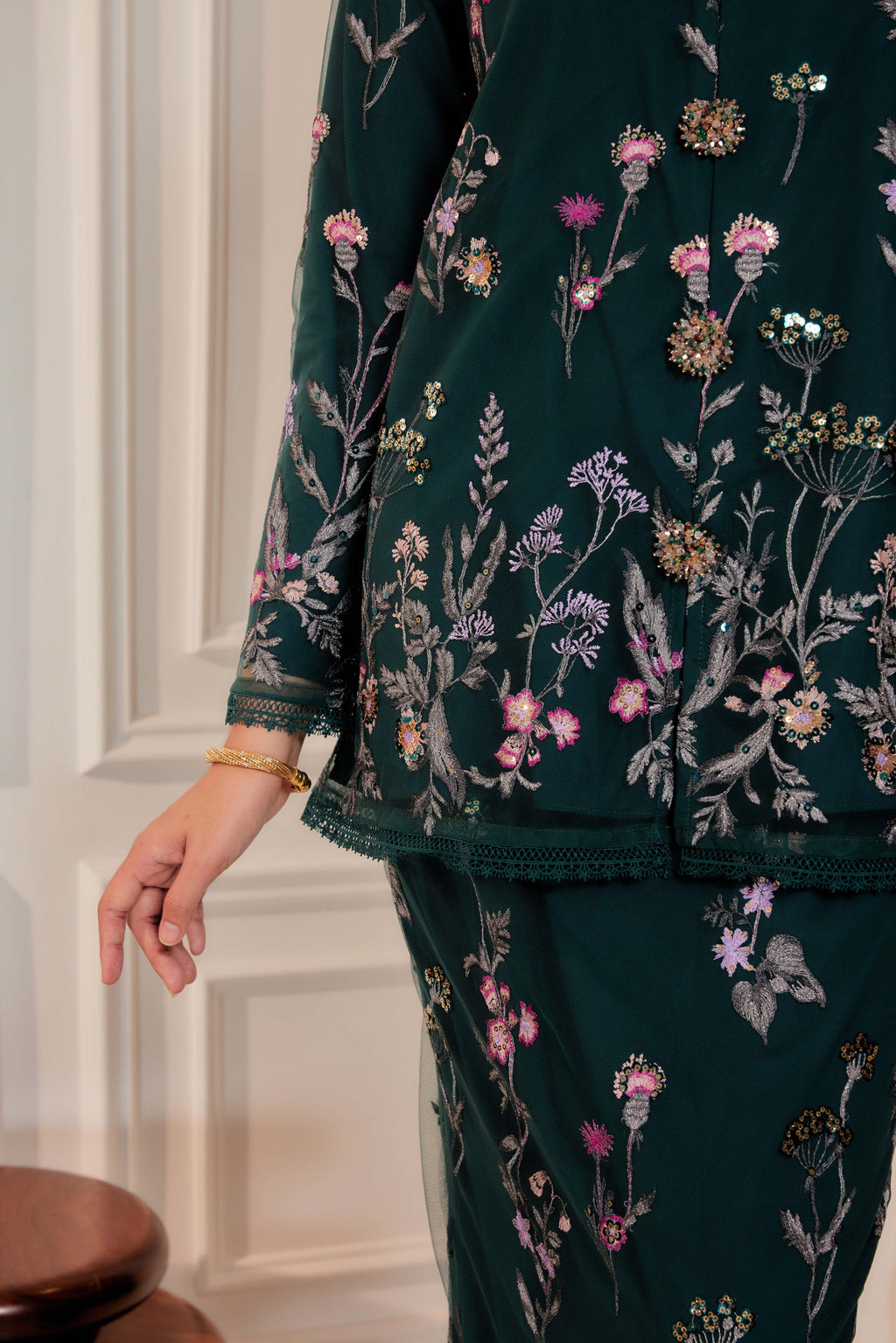 Emerald Green - Kids Dian Embellished Kurung [PREORDER MID FEB]