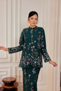 Emerald Green - Dian Embellished Kebarung with Embroidery Lace Trim