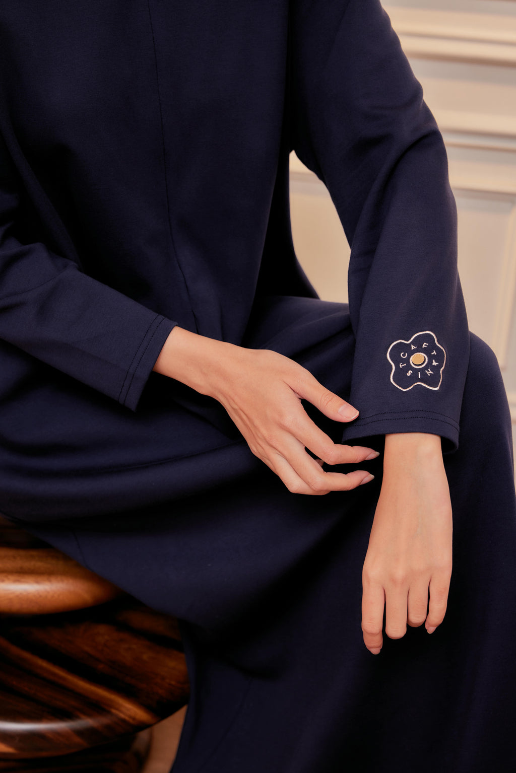 Smooth Stretch Cotton Dress Tee with Front Zip & Side Pockets