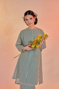 Daun-Airis Cotton Striped Kebarung with Lace Trim Set