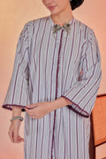 Ijas-Airis Cotton Striped Kebarung with Lace Trim Set