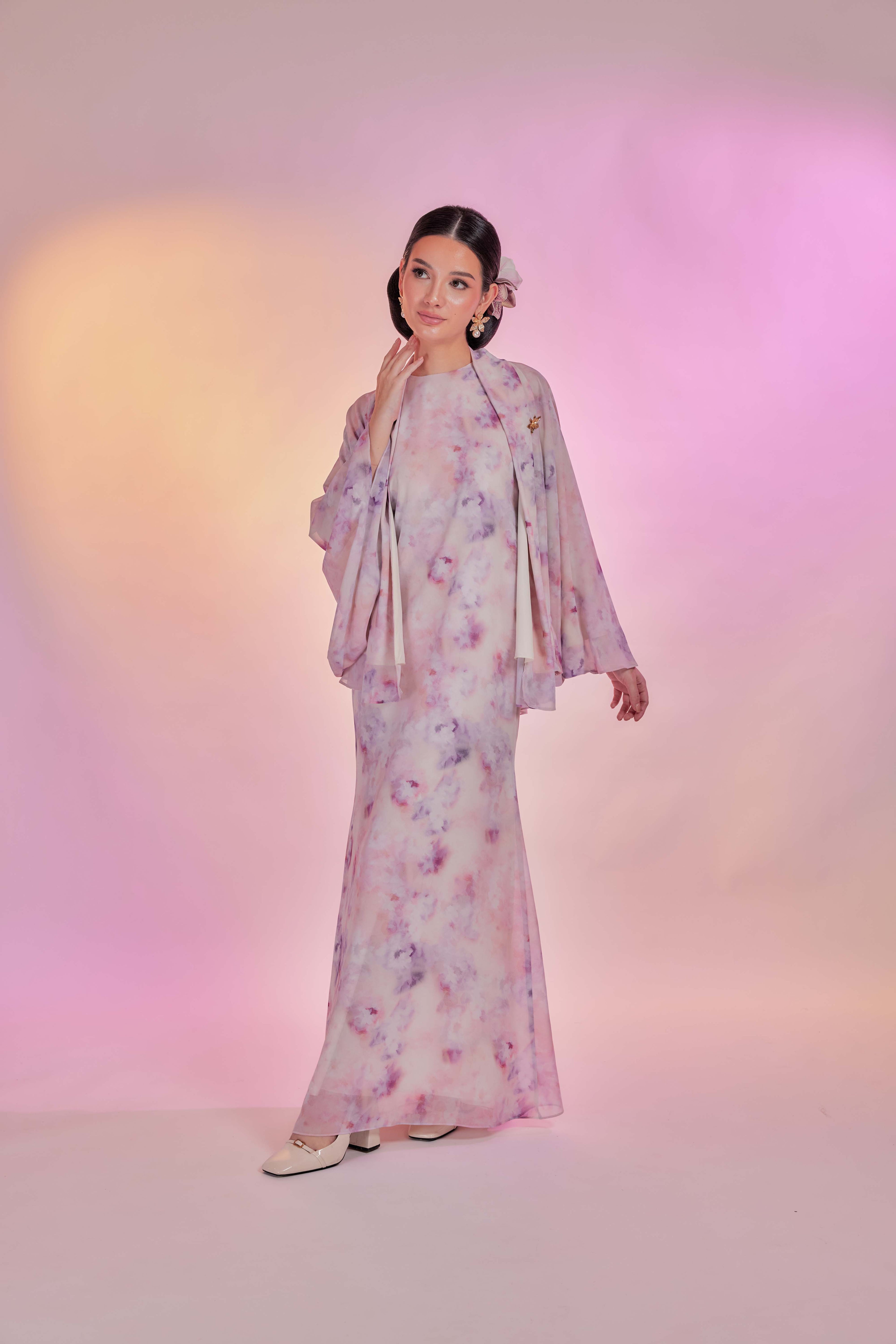 Venetta Two-piece Dress Set - Vintage Lavender Breeze (Full Lining)