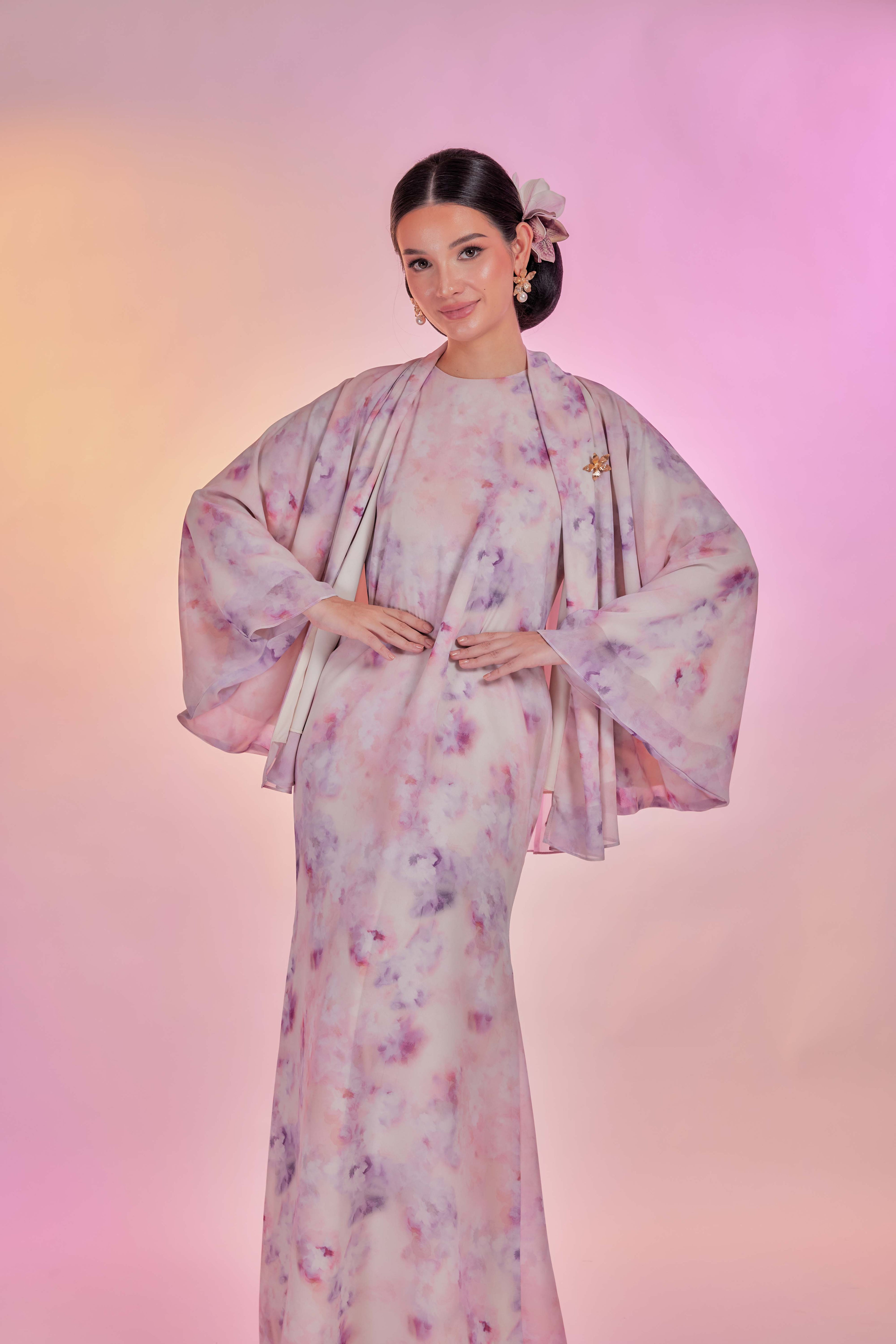 Venetta Two-piece Dress Set - Vintage Lavender Breeze (Full Lining)