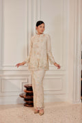 Champagne Beige - Dian Embellished Kebarung with Embroidery Lace Trim