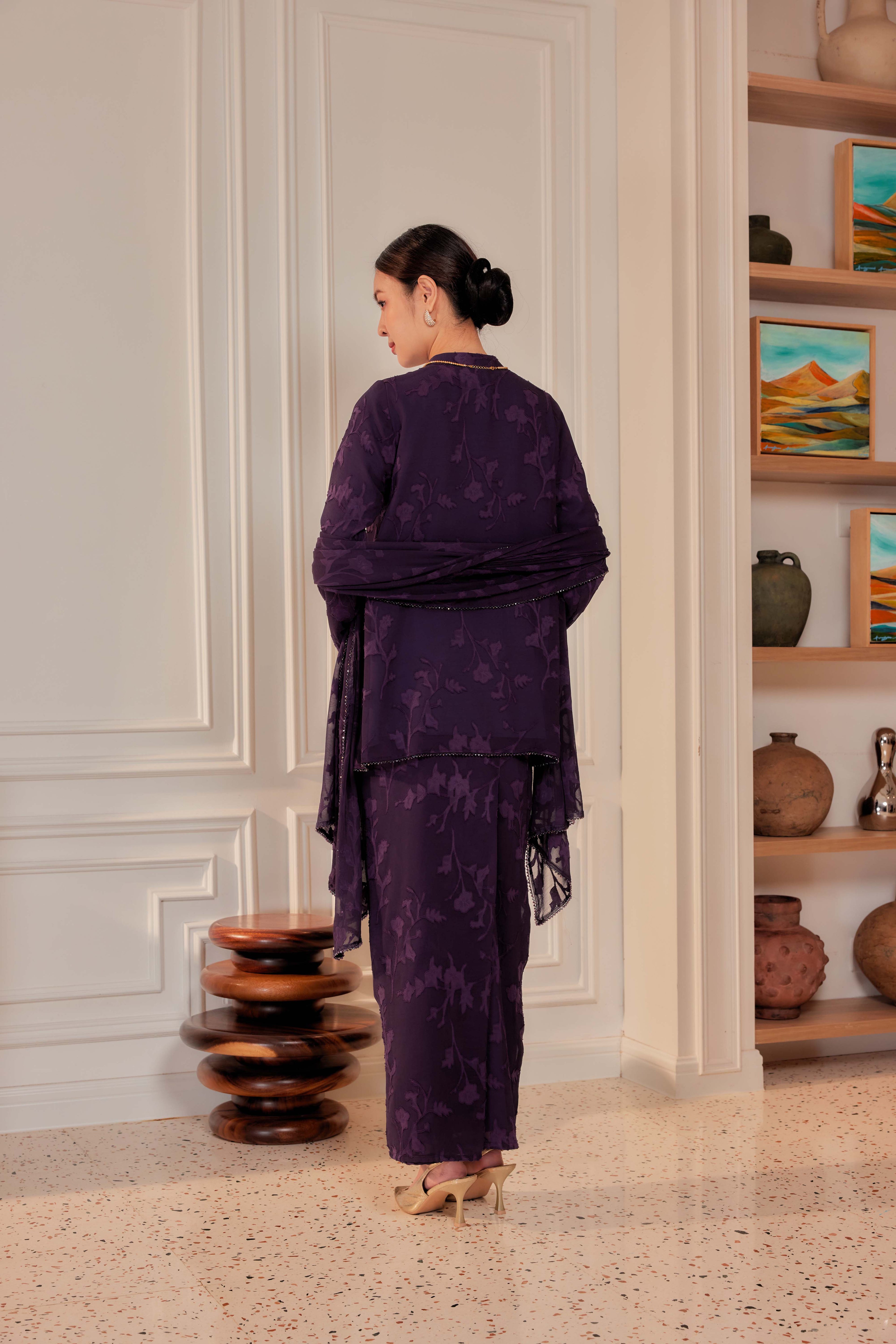 Indah Pelangi Kebarung in Ungu Telang – The Beaded Edition, Fully Lined