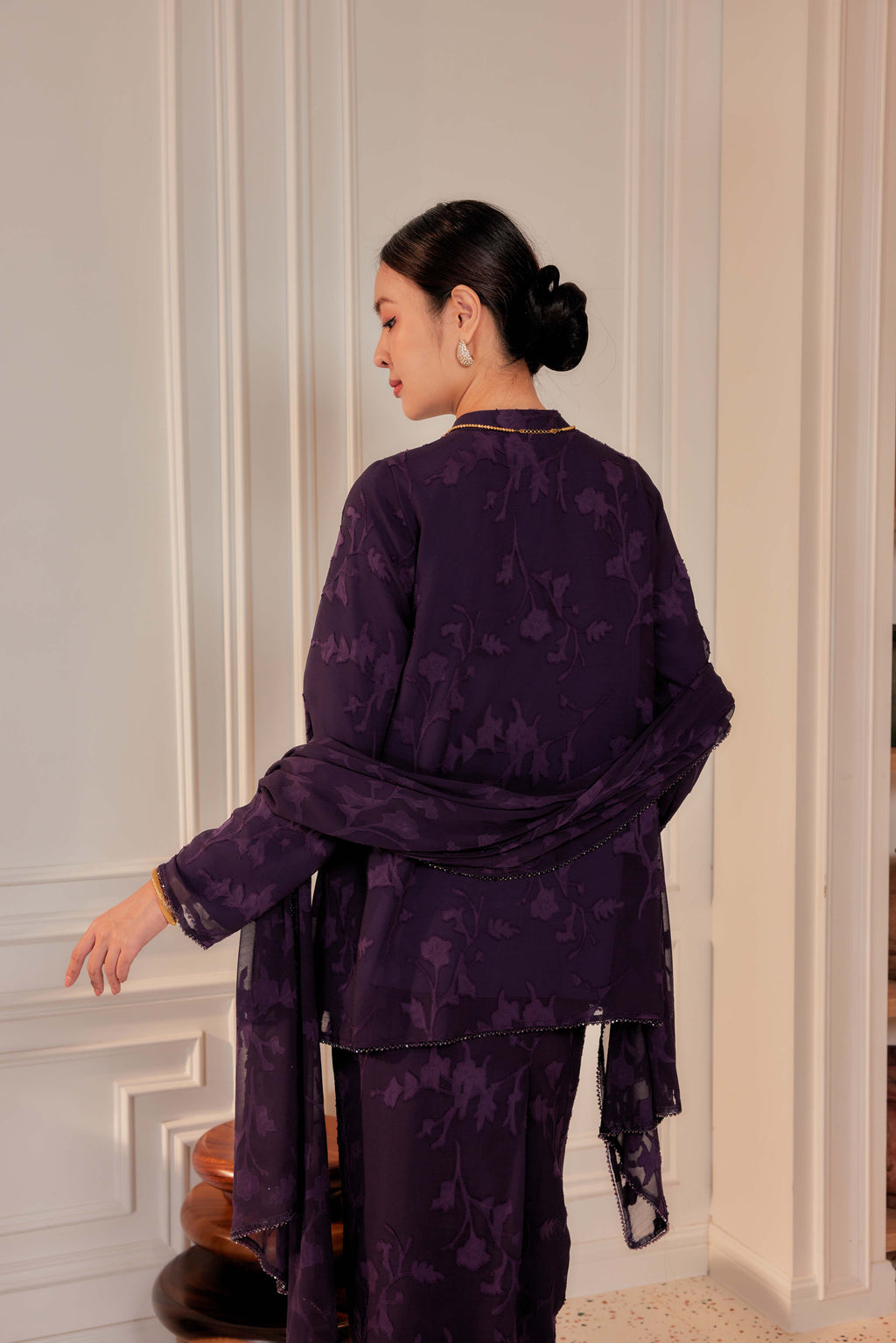 Indah Pelangi Kebarung in Ungu Telang – The Beaded Edition, Fully Lined